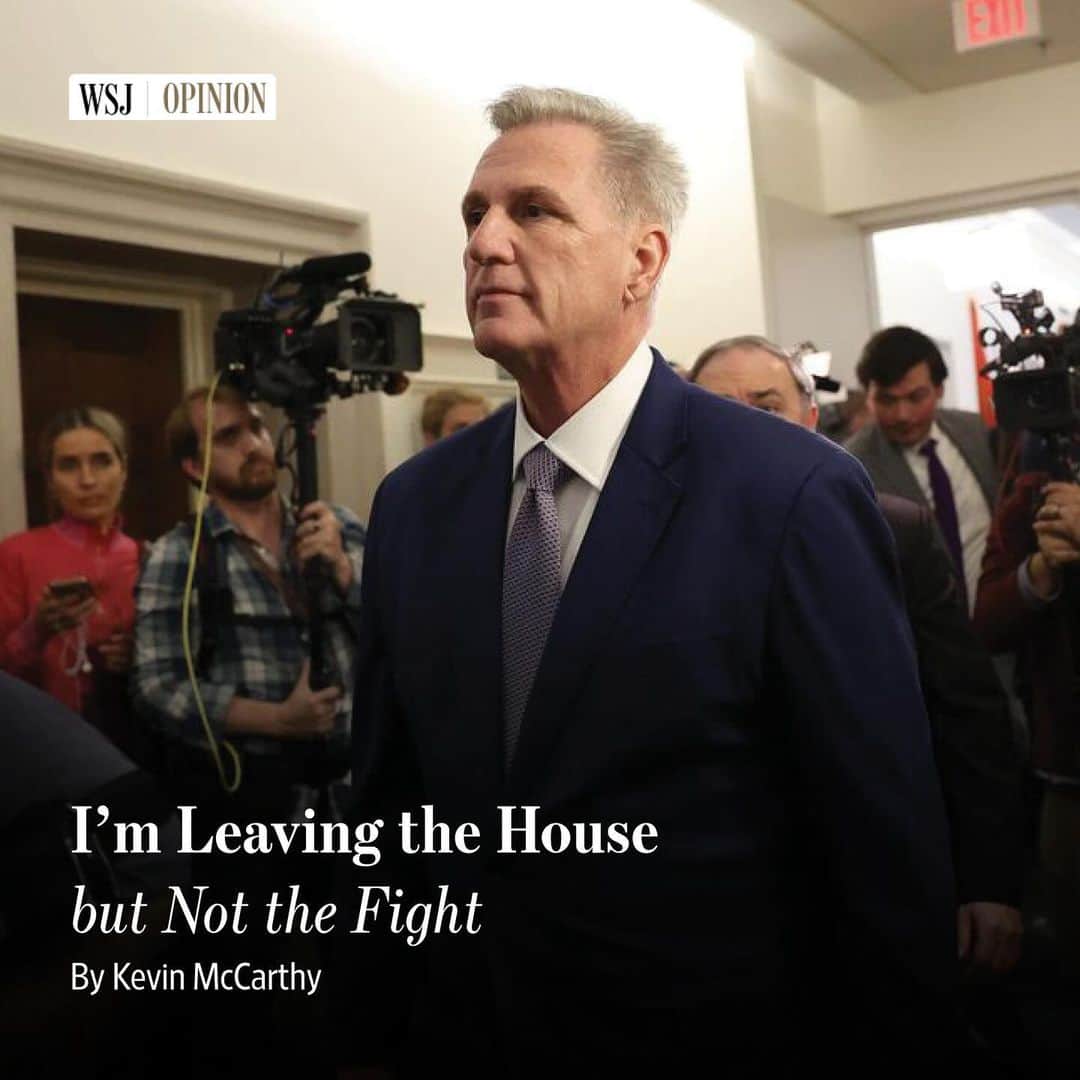 Wall Street Journalのインスタグラム：「I have decided to depart the House at the end of this year to serve America in new ways, writes @speakermccarthy for @wsjopinion. I know my work is only getting started.  I’m an optimist. How could I not be? I’m the son of a firefighter. For 17 years I’ve served in the same congressional seat—the same office in which I was once denied an internship. Only in America.  I helped lead Republicans to a House majority—twice. We got more Republican women, veterans and minorities elected to Congress at one time than ever before. I remained cheerfully persistent when elected speaker because I knew what we could accomplish.  Even with slim margins in the House, we passed legislation to secure the border, achieve energy independence, reduce crime, hold government accountable and establish a Parents’ Bill of Rights. We did exactly what we said we would do. No matter the odds, or personal cost, we did the right thing. That may seem out of fashion in Washington these days, but delivering results for the American people is still celebrated across the country.  I never could have imagined the journey when I first threw my hat into the ring. I go knowing I left it all on the field—as always, with a smile on my face. And looking back, I wouldn’t have had it any other way. Only in America.  Read more at the link in @wsjopinion’s bio.  Photo: Justin Sullivan/Getty」
