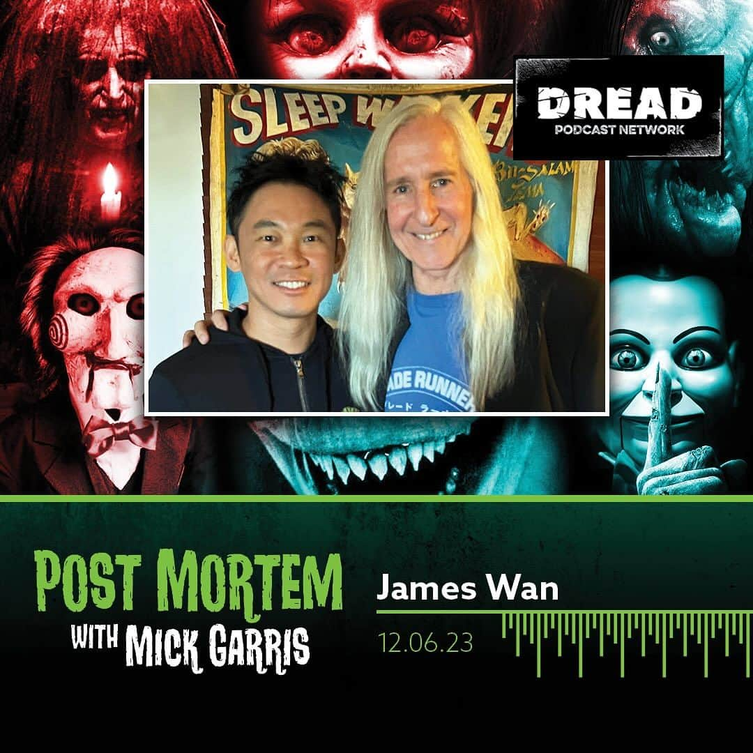 ジェームズ・ワンのインスタグラム：「NOW PLAYING: He created SAW. INSIDIOUS. THE CONJURING. Now, horror master James Wan makes a rare podcast appearance on the Post Mortem on @DreadCentral slab to talk his humble indie beginnings to becoming the top name in modern horror.    Link in bio!!! @creepypuppet @joerussogram @clpfilm @jonholland84 @dreadpresents」