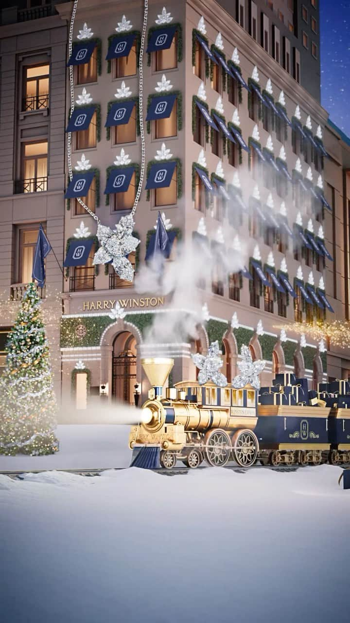 ハリー・ウィンストンのインスタグラム：「All aboard the Winston Express! Please join us on a magical journey throughout the wonderful world of Harry Winston this holiday season. Tap the link in bio to explore sparkling presents for your nearest and dearest. #WinstonWishes #WinstonCluster #HarryWinston」