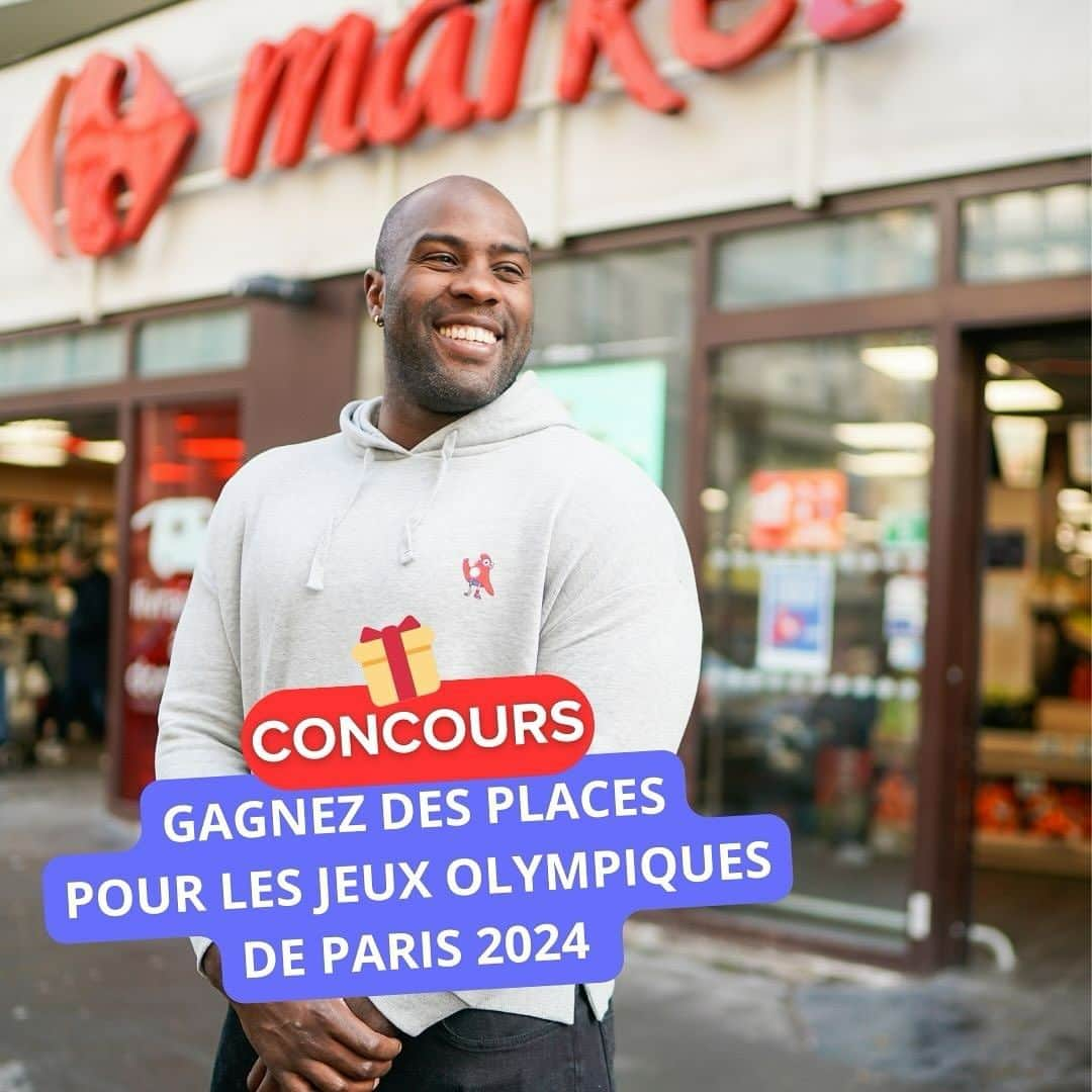 テディ・リネールのインスタグラム：「Jeu concours avec @carrefourfrance ! On fait gagner à 5 d’entre vous, 2 places pour assister aux Jeux Olympiques de Paris 2024 ! Pour participer : 👉 être abonné à @carrefourfrance et à @teddyriner 👉  taguer la personne qui t’accompagnera à Paris 2024  Tirage au sort dans 1 semaine, vous serez contactés par @carrefourfrance  Bonne chance à toutes et à tous ! #concours #Paris2024 #TeamCarrefour  Lien vers le règlement : https://www.fichier-pdf.fr/2023/12/06/reglement-jeu-concourstr-/」