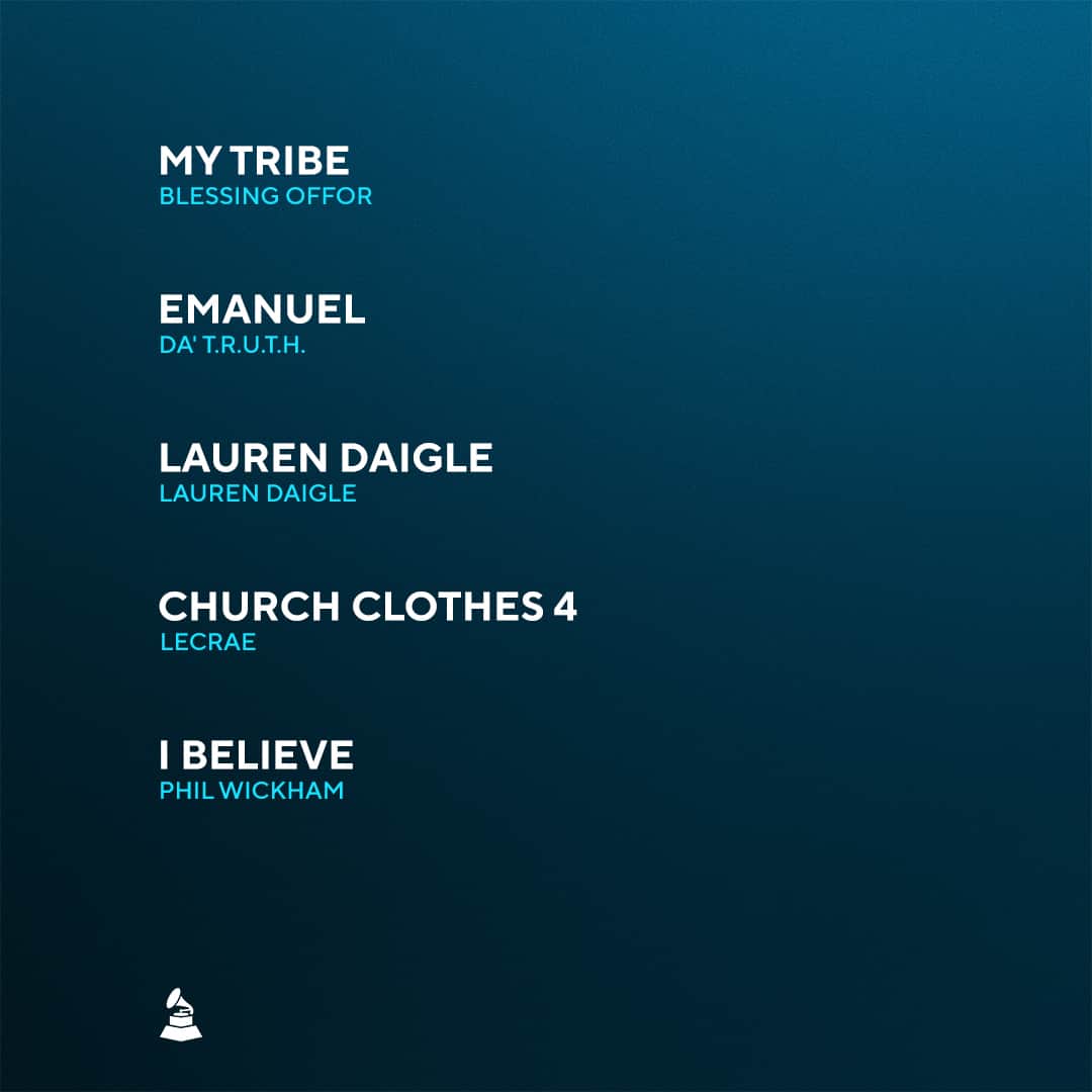 The GRAMMYsさんのインスタグラム写真 - (The GRAMMYsInstagram)「Congratulations to the 66th #GRAMMYs Best Contemporary Christian Music Album nominees:  🎵 @blessingoffor — 'My Tribe'  🎵 @datruthonduty — 'Emanuel'  🎵 @lauren_daigle — 'Lauren Daigle'  🎵 @lecrae — 'Church Clothes 4'  🎵 @philwickham — 'I Believe'  📲 Rewatch GRAMMY nominations at the link in our bio and tune in to the GRAMMY Awards on Feb. 4, 2024 on @CBStv.」12月7日 2時37分 - recordingacademy