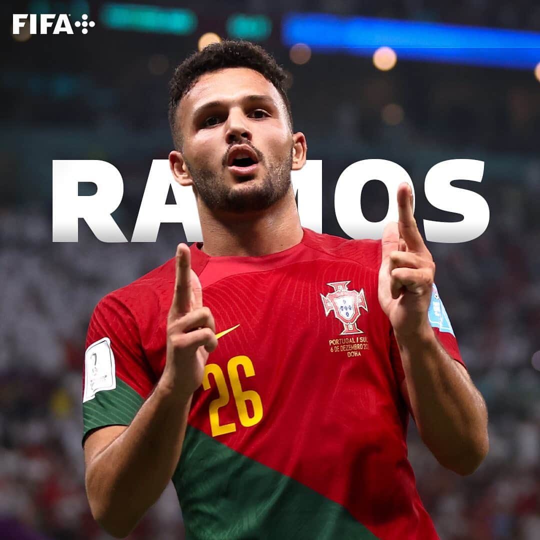 FIFAワールドカップのインスタグラム：「The first player since Miroslav Klose in 2002 to score a hat-trick on his first #FIFAWorldCup start. 🎩  #OTD in 2022, Goncalo Ramos made history!」