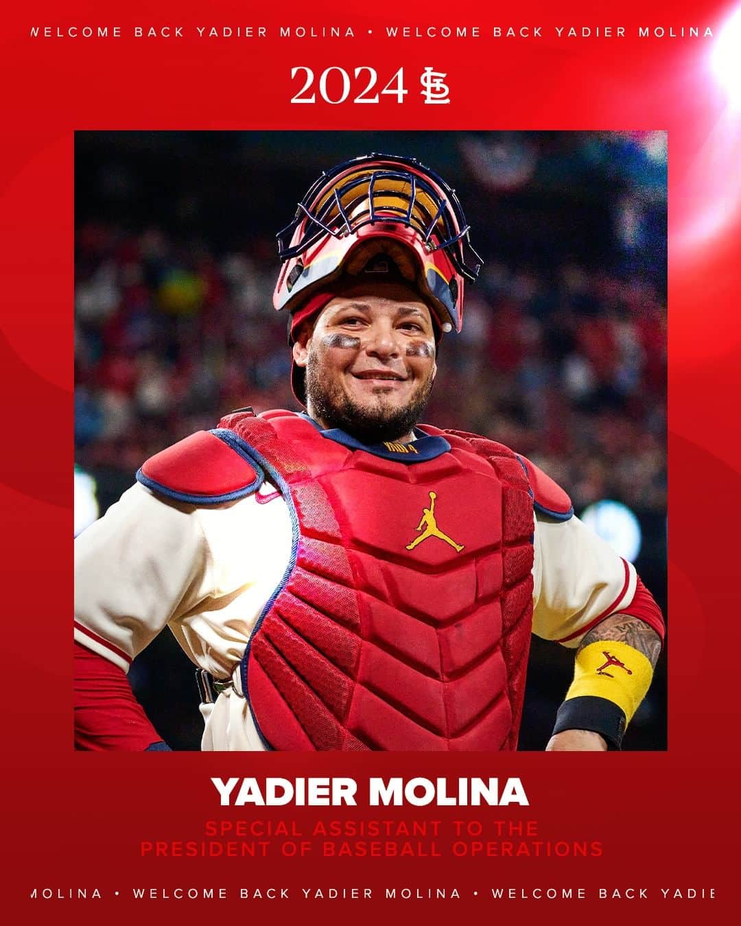 セントルイス・カージナルスのインスタグラム：「Welcome back, Yadi!  Yadier Molina has been named Special Assistant to the President of Baseball Operations!」