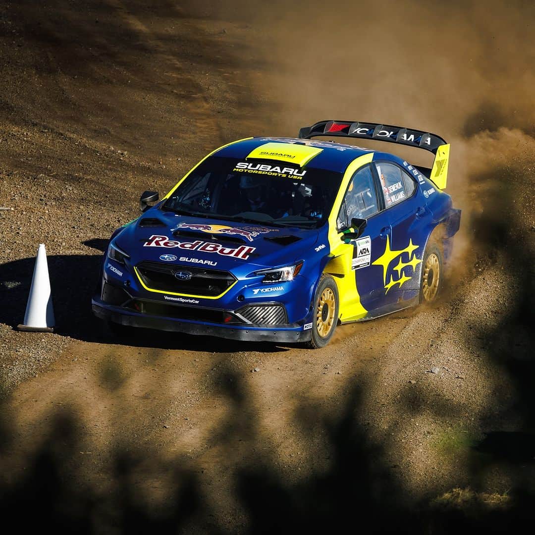 Subaru Rally Team USAのインスタグラム：「Gotta dodge those cones  #subaru #rally #motorsports #cone   Photo: @trevorlydenphoto」
