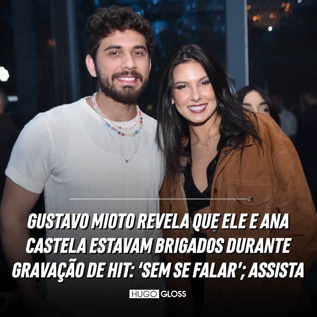 Hugo Glossのインスタグラム：「O #NossoQuadro foi pendurado, mas por pouco... 😮‍💨 Nesta terça-feira (5), durante a festa do Spotify Brasil, Gustavo Mioto contou que ele e Ana Castela estavam sem se falar quando gravaram o hit #Fronteira. Em entrevista para a Band, o sertanejo lembrou o momento tenso entre o casal, e explicou o que levou à reconciliação. Nesta semana, eles trocaram declarações fofíssimas para celebrar os seis meses de namoro. Amor que rompe fronteiras, hein?!   ➡️ Vem ler e assistir ao vídeo, clicando no link da bio ou no destaque "News".   (📸: Leo Franco / AgNews)」