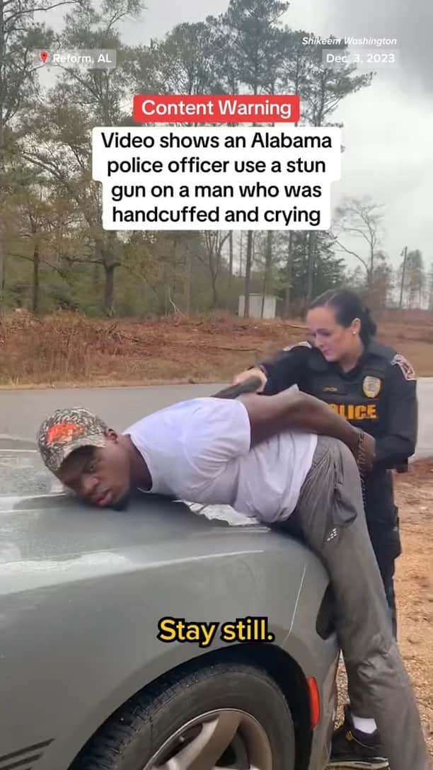 NBC Newsのインスタグラム：「An Alabama police officer is on administrative leave after video shows her cursing at and using a stun gun on a man who was handcuffed and crying.」