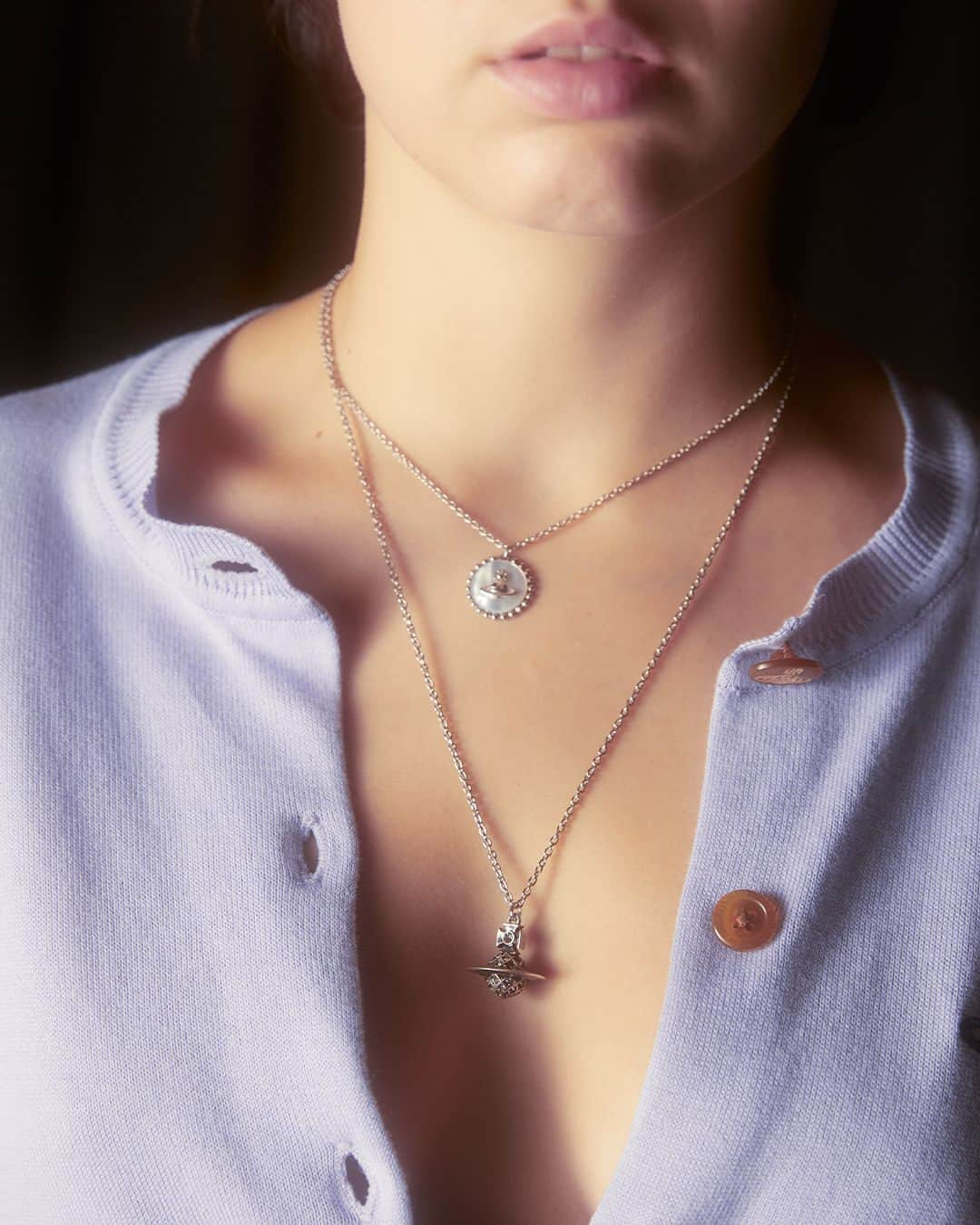 ヴィヴィアンウエストウッドのインスタグラム：「Find our signature orb details across jewellery this season - such as our Denver Orb Pendant, featuring a three-dimensional orb, reimagined with a detailed scalloped effect.⁠ ⁠ Now available across our boutiques.⁠ ⁠  #VWSS24」