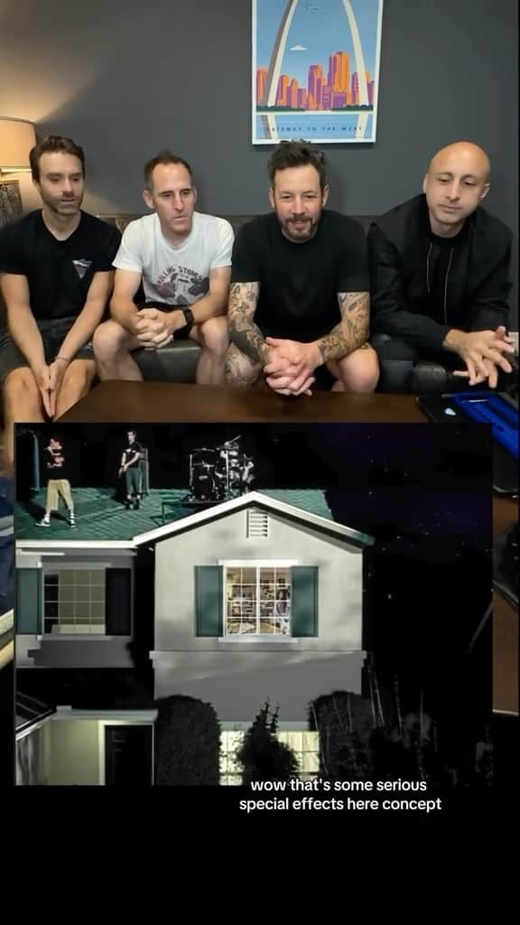 Simple Planのインスタグラム：「Reviewing the “Perfect” music video! 🥹🥲🏠   What is your favourite part of the video? Who thought we were actually on a house? 😆😉🙃  #simpleplan #perfect #musicvideo #poppunk」