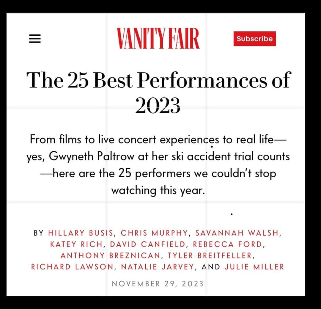 キム・キャトラルのインスタグラム：「Thank you @vanityfair for including me !  https://www.vanityfair.com/hollywood/2023/11/best-performances-2023?redirectURL=%2Fhollywood%2F2023%2F11%2Fbest-performances-2023」