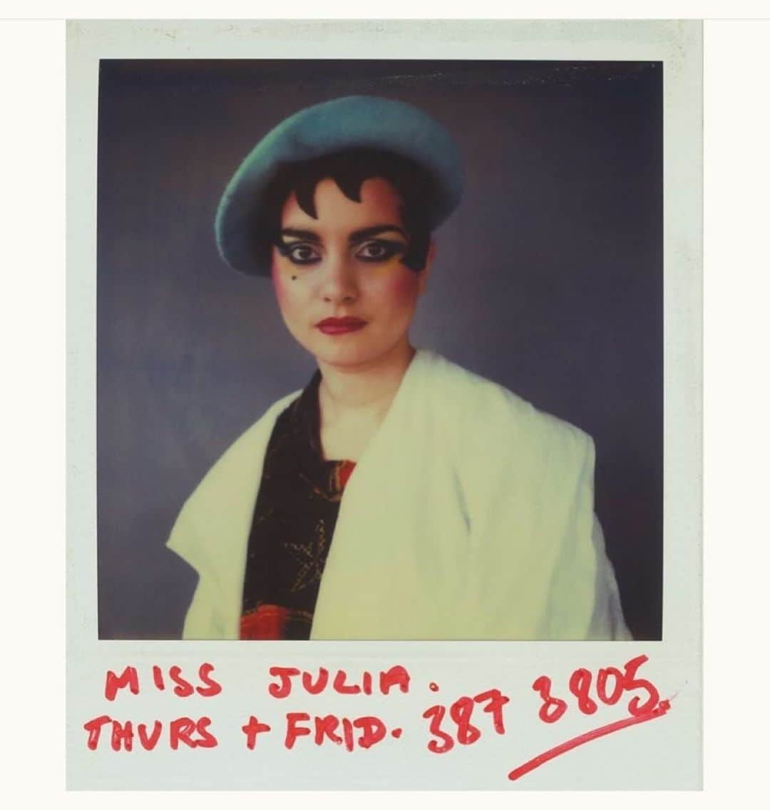 スティーブンジョーンズのインスタグラム：「Repost from @hrhprincessjulia • Flash back - regulars at Taboo mid 80s - it’s a gorgeous set, find yer faves, ancient landline phone numbers too via @suetilley1 & by @perryogden 💙💙💙💙💙  Wearing @stephenjonesmillinery felt hat the black sculpted flicks are part of the hat. Bodymap clothing  💙💙💙💙」