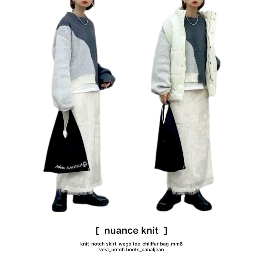 rainbowkwok2のインスタグラム：「. 白多めのモノトーンコーデ🤍  ニュアンスニットがアクセントになってくれる🧶  knit/vest @notch._official  . . . #code #outfit #ootd . . . 詳しくは#wear で見てね♥︎ wear account → sizu0618 . . . #pr#コーディネート#Locari#着回し#着回しコーデ #着回しアイテム#トレンドコーデ#大人カジュアル#カジュアルコーデ#コーデ#zozotown#秋冬コーデ#秋コーデ#2023fw#冬コーデ」