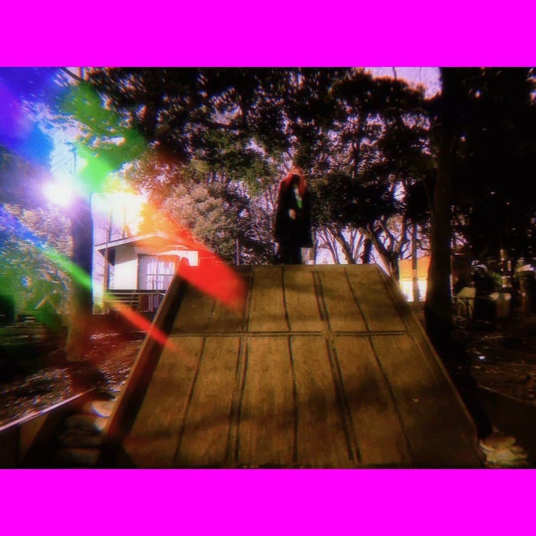 金子きょんちぃのインスタグラム：「.  去年秋  #公園散歩 #木の滑り台」