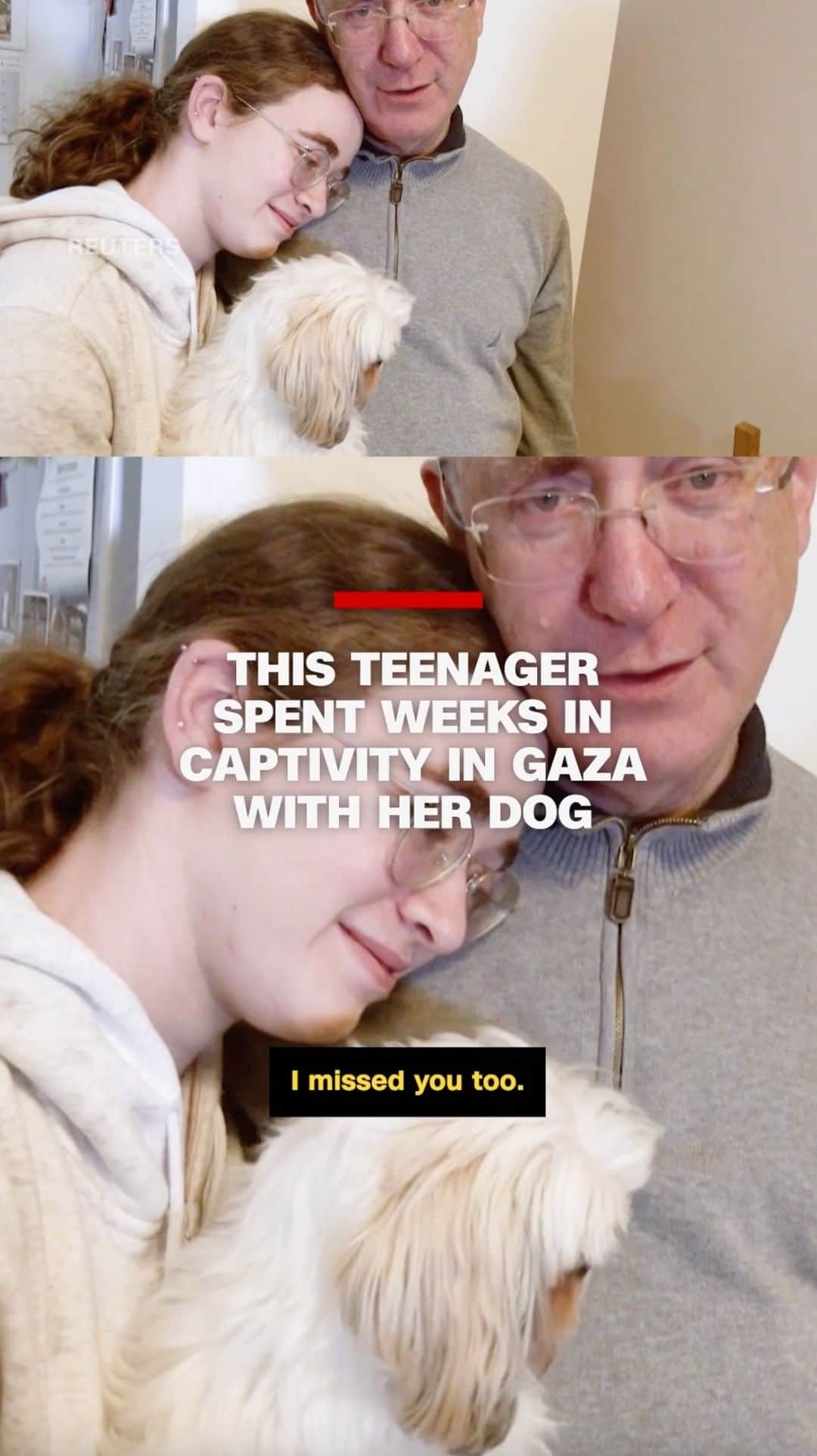 CNNのインスタグラム：「17-year-old Mia Leimberg and her dog, Bella, spent nearly two months in captivity in Gaza after being kidnapped by Hamas. Mia, her mother and aunt were released during the recent hostages-prisoners swap.」