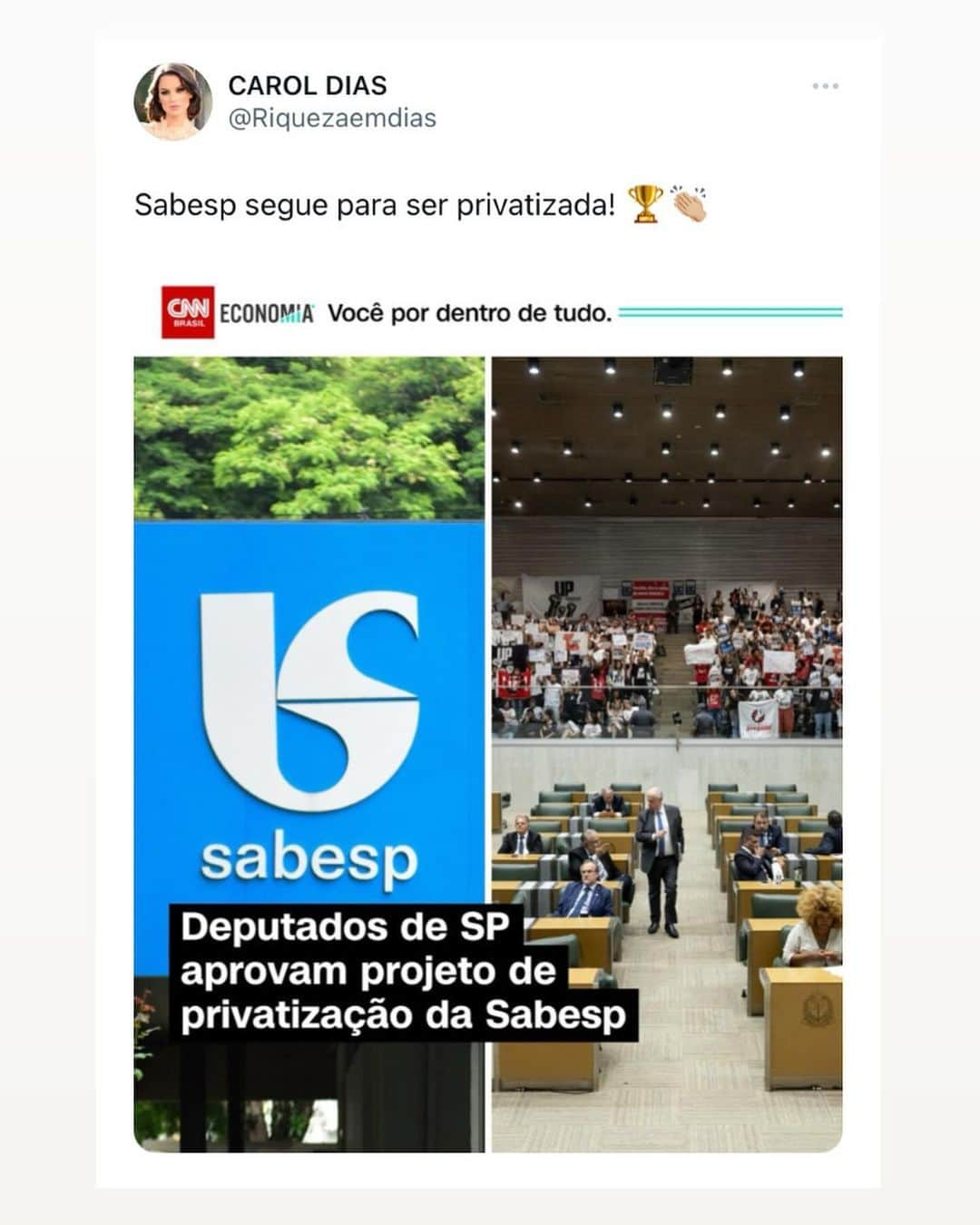 Carol Diasさんのインスタグラム写真 - (Carol DiasInstagram)「A Sabesp sera privatizada?   Você concorda com isso?  Comente aqui em baixo sua opinião 👇🏼」12月7日 20時50分 - caroldias