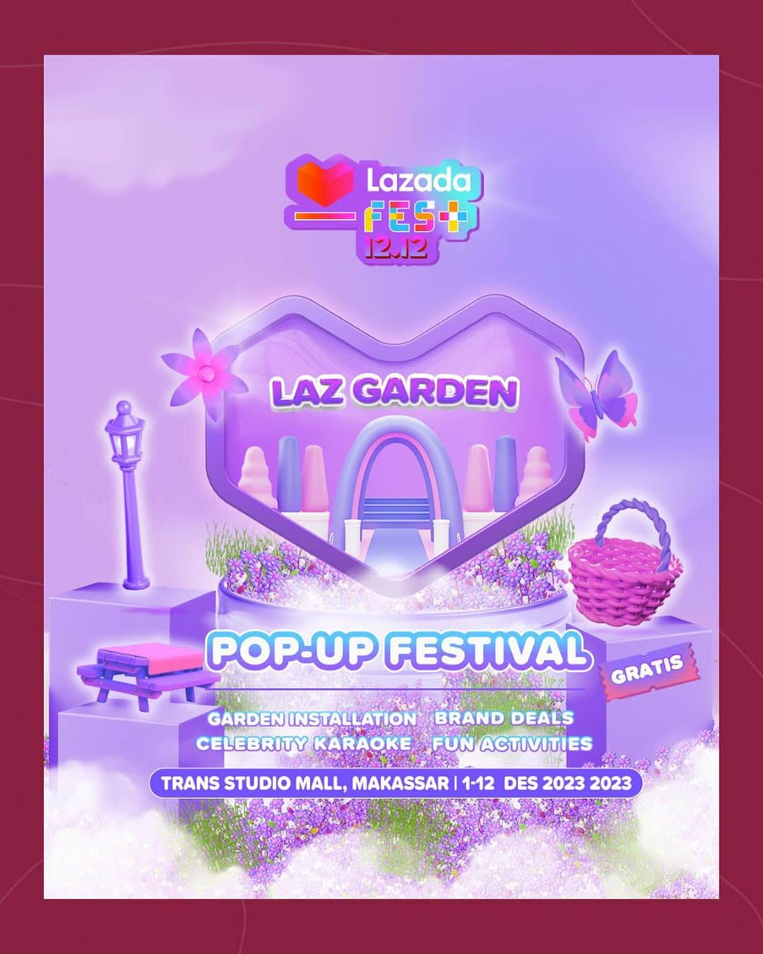 Beauty | Health | Fashionさんのインスタグラム写真 - (Beauty | Health | FashionInstagram)「Belanja sambil healing di taman yuk! Di Laz Garden Makassar - Lazada Fest 12.12 Pop Up Festival.  Ada berbagai aktivitas seru selama 12 hari mulai dari belanja produk-produk beauty, fashion, dan home & living pilihan serta produk kolaborasi eksklusif 6 KOL dan 6 Beauty Brand.   Selain itu kamu bisa dapet Lemon Tea, Karaoke Night, Organic Soap Making, Express Manicure  dan pengalaman belanja ditemenin artis.  📆 : 1-12 Desember 2023 ⏰: 10.00 - 22.00 WIB  📍: Trans Studio Mall, Makassar  Info selengkapnya di instagram @lazada_id & @cxomedia  #LazadaFest1212 #SerunyaHabisHabisan」12月7日 20時30分 - beautynesia.id