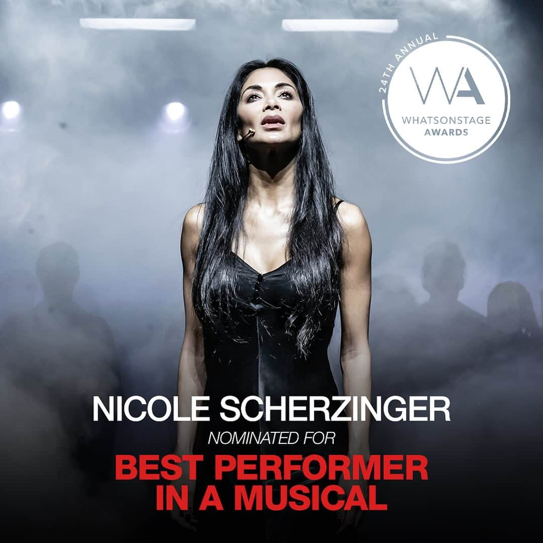 ニコール・シャージンガーのインスタグラム：「Just announced: @nicolescherzinger has been nominated for Best Performer in a Musical at this year’s @whatsonstage awards #SunsetBLVD  Head to awards.whatsonstage.com to submit your vote.  #WOSAwards 📸 @marcsbrenner」