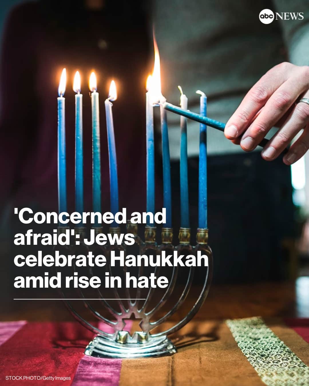 ABC Newsのインスタグラム：「This year, Hanukkah will be celebrated amid a backdrop of growing tensions in the U.S. related to the Israel-Hamas conflict.  American Jews are "concerned and afraid," amid an increase in vandalism, threats, violence and other crimes across the country.   Read more at link in bio.」