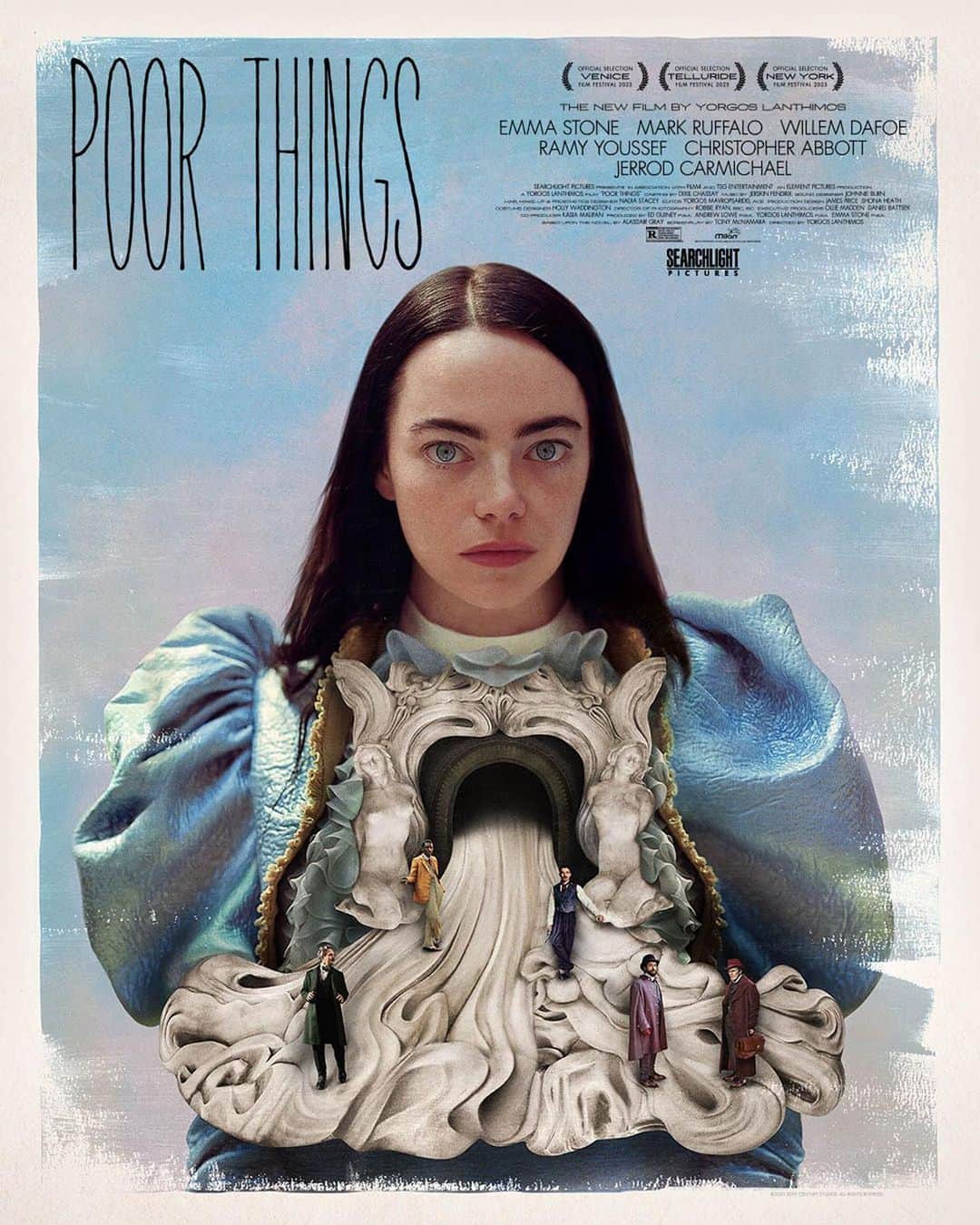 メーガン・ブーンのインスタグラム：「Yórgos Lánthimos has delivered a twisted Frankenstein-esque fable of an embodied woman living without shame- as if to bring Mary Shelley back from the dead with the trailblazing feminism of her maternal line en tow. A creative height for Emma Stone, her humor and physical freedom burn like a torch carrying us through every layer of the world. Ramy Youseff, as honest an actor as he is a stand up comedian, grounds and cements the core relationships with quasi-human Willem Defoe & Stone, who are so unique they lend a bridge to this fantasty. Mark Ruffalo makes bold and delightfully strange choices that elevate his chapters, and left me wondering how anyone could feel so free then aspiring to it. The score by Jerskin Fendrix seems to invent instrumentation. I’m delighted to have been in this world last night.   @poorthingsfilm #poorthingsfilm @impact_ig」