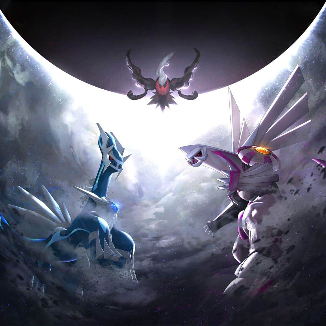 Pokémonのインスタグラム：「Starting Thursday, December 7, 2023, at 4:00 p.m. PST, you’ll be able to face the Legendary Pokémon Dialga and Palkia in #PokemonScarletViolet Tera Raid Battles—and receive the Mythical Pokémon Darkrai via Mystery Gift!  Find out more in our Link In Bio!」