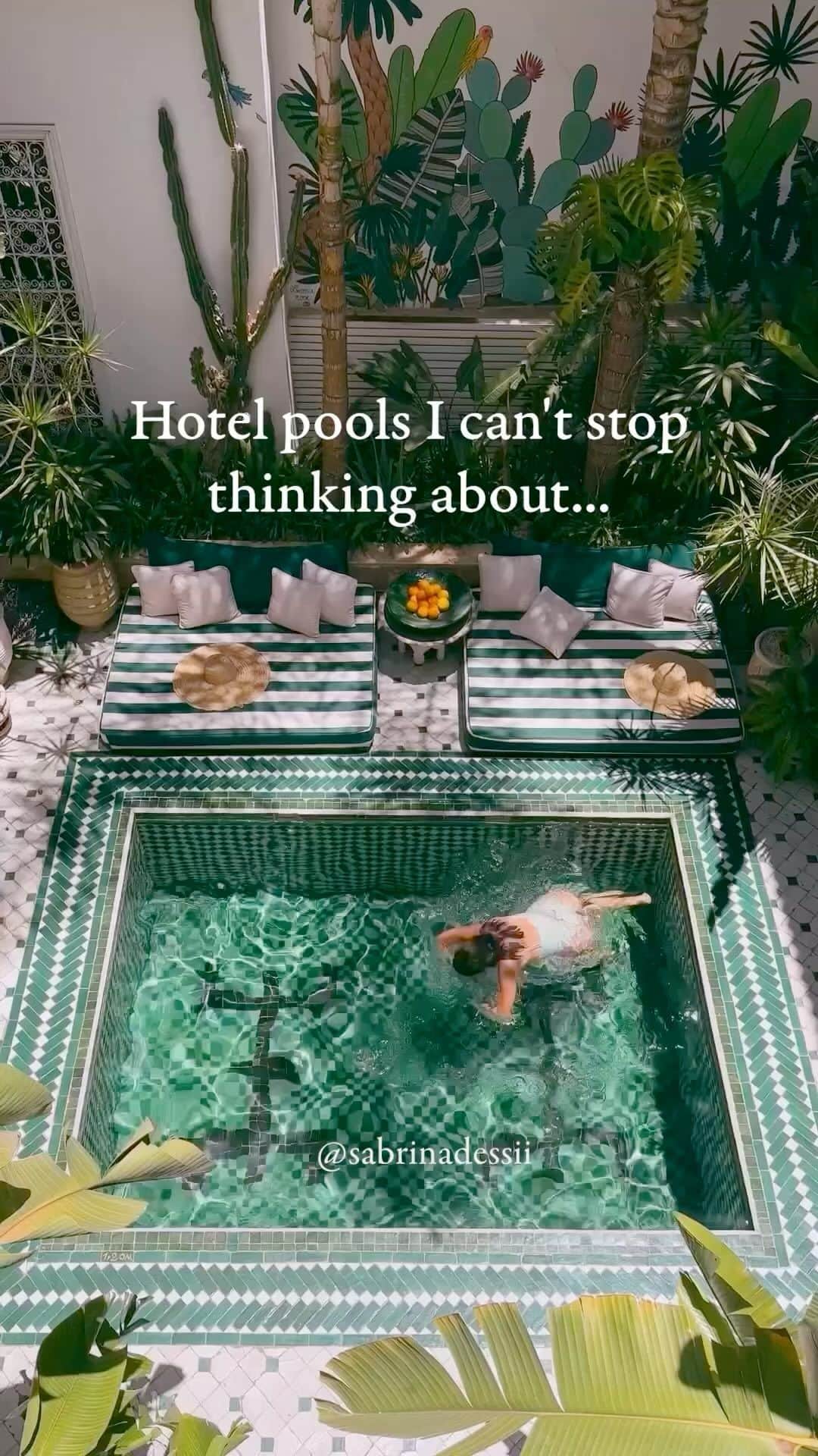 BEAUTIFUL HOTELSのインスタグラム：「Here are six hotel pools in Marrakech that are so good, you won’t be able to stop thinking about them. 🙌🏼💦✨  From tranquil Riad plunge pools to poolside tables at Nobu, Marrakech has so many inviting pool options that you’ll be left thinking about them for weeks. 😍💭  1. 📽 @sabrinadessii 📍 Le Riad Yasmine, Marrakech  2. 📽 @ananewyork 📍 Nobu, Marrakech  3. 📽 @villatajmarrakech 📍 Villa Taj Marrakech  4. 📽 @visit_morocco_ 📍 Riad BE Marrakech  5. 📽 @amine_ait_hak 📍 Kasbah Bab Ourika, Marrakech  6. 📽 @weloveourlife 📍 Royal Mansour, Marrakech」
