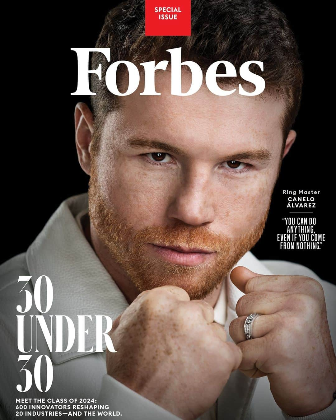 サウル・アルバレスのインスタグラム：「Such an honor to be on the cover of @forbes @forbesunder30 Thank you!」