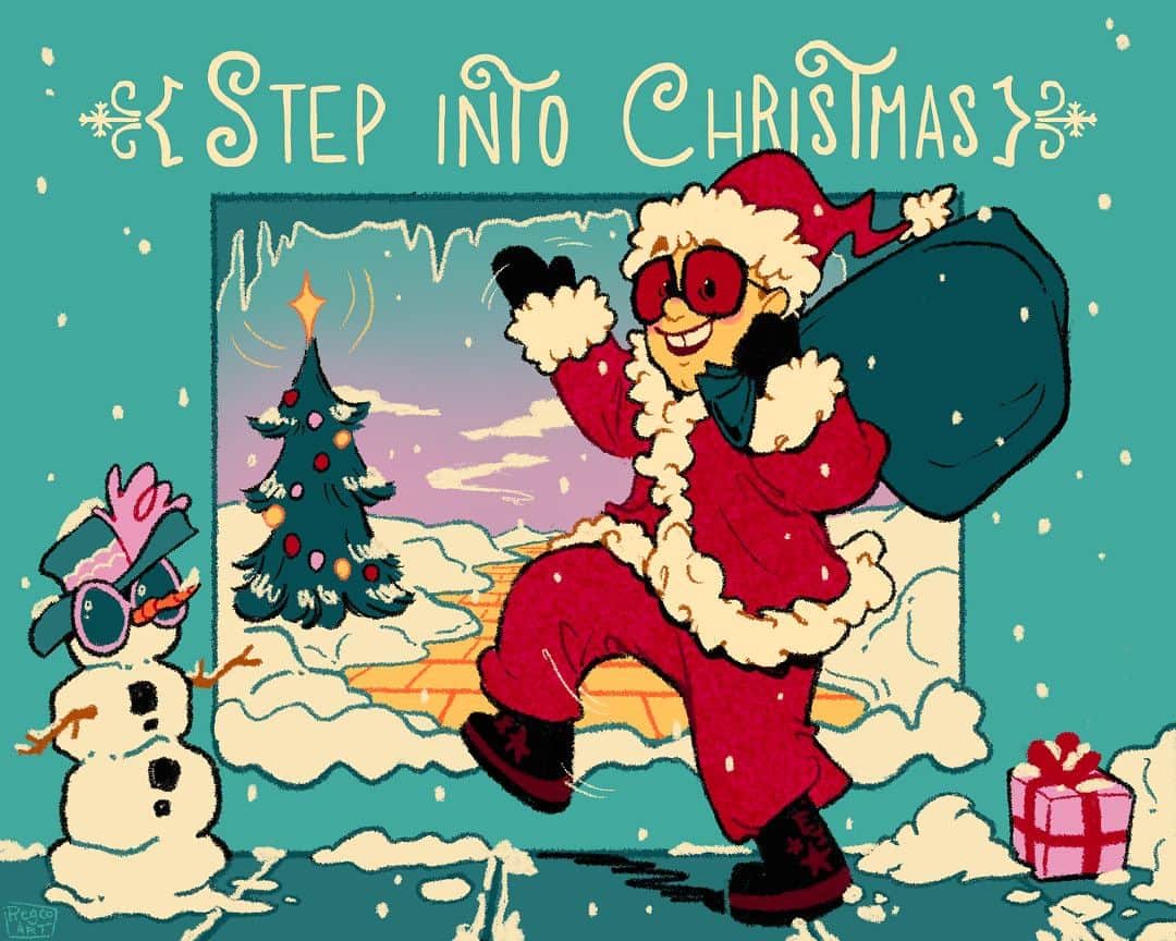 エルトン・ジョンのインスタグラム：「How wonderful are these Christmas cards inspired by some of my songs and created by @regco_art.   Which is your favourite? Spread some Christmas cheer and send them to your loved ones.」