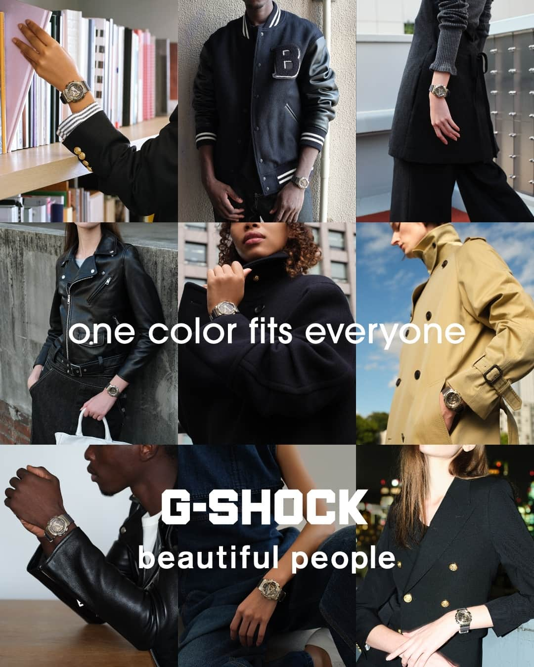 ビューティフルピープルのインスタグラム：「#明日発売⁠ #onecolorfitseveryone⁠ beautiful people x G-SHOCK⁠ ⁠ CASIOを代表するブランドの１つであるG-SHOCKとのコラボレーションウォッチを明日12/9より直営全店にて発売。⁠ ⁠ "one color fits everyone"をテーマに、性別や年齢を問わずにすべての人に肌馴染みのよいカラーで作成しました。⁠ ⁠ 即完売した第１弾から3年ぶりとなる今回のコラボレーションは、人体をテーマに発表した2019AWコレクション“skin”から着想。細かなパーツが積み重なった立体的な複雑構造のパーツごとにそれぞれ異なるブラウンカラーを配色しています。⁠ ⁠ ベースとなるモデルは、G-SHOCKで不動の人気を誇るGA-110を小型化し、さらにメタルのベゼルを纏ったGM-S110を採用。大きすぎず、小さすぎないバランスの取れたGM-S110は、性別を問わないモデルです。ホリデーシーズンのギフトにもおすすめのアイテムです。⁠ ⁠ ◻︎ beautiful people × G-SHOCK⁠ style: GM-S110BP-1A⁠ color: bronze⁠ band size: 145-200mm⁠ ※購入点数制限を設ける場合がございます。あらかじめご了承ください。⁠ ⁠ ◼️販売点：⁠ beautiful people 直営全店⁠ beautiful people オンラインストア⁠ beautiful people Global Online Store⁠ CASIO一部直営店⁠ 日本国内・海外一部セレクトショップ⁠ ⁠ ⁠A collaborative watch with G-SHOCK, one of CASIO's leading brands, will be officially launched on Saturday 9 December, in all directly-operated stores and selected stockists. ⁠ ⁠ Under the theme of "one colour fits everyone", the collection has been created in colours that are comfortable on the skin for everyone, for all genders, regardless of gender or age. ⁠ ⁠ This collaboration, the first in three years, was inspired by the 2019 AW collection "skin", which was presented under the theme of the human body. Each part of the intricate three-dimensional structure is made up of a series of small parts, each with a different brown colour. ⁠ The base model is the GM-S110, a smaller version of the ever-popular GA-110 with a metal bezel. Neither too big nor too small, the well-balanced GM-S110 is a model for all genders. It is also a great gift item for the holiday season. ⁠ ⁠ ⁠※Please note that there may be a limit to the number of items that can be purchased. Please understand in advance.⁠ ⁠ ーーー⁠ ⁠ #beautifulpeople⁠ #ビューティフルピープル⁠ #GSHOCK⁠ #CASIO⁠ ⁠」