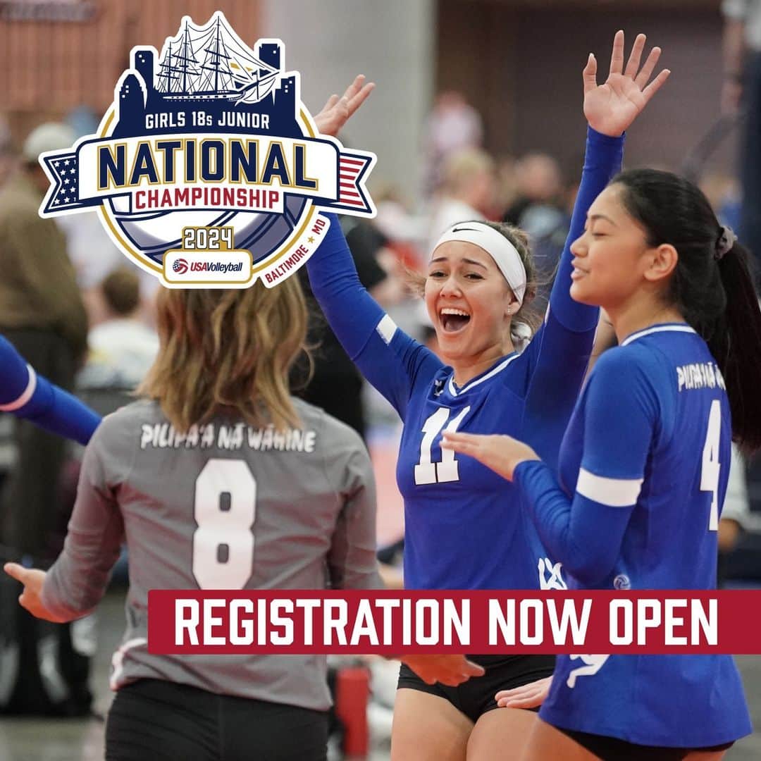 USA Volleyballさんのインスタグラム写真 - (USA VolleyballInstagram)「Registration is now open for the 2024 Girls 18s Junior National Championship!  See you in Baltimore, 🔗 in bio. #GJNC18」12月8日 4時00分 - usavolleyball