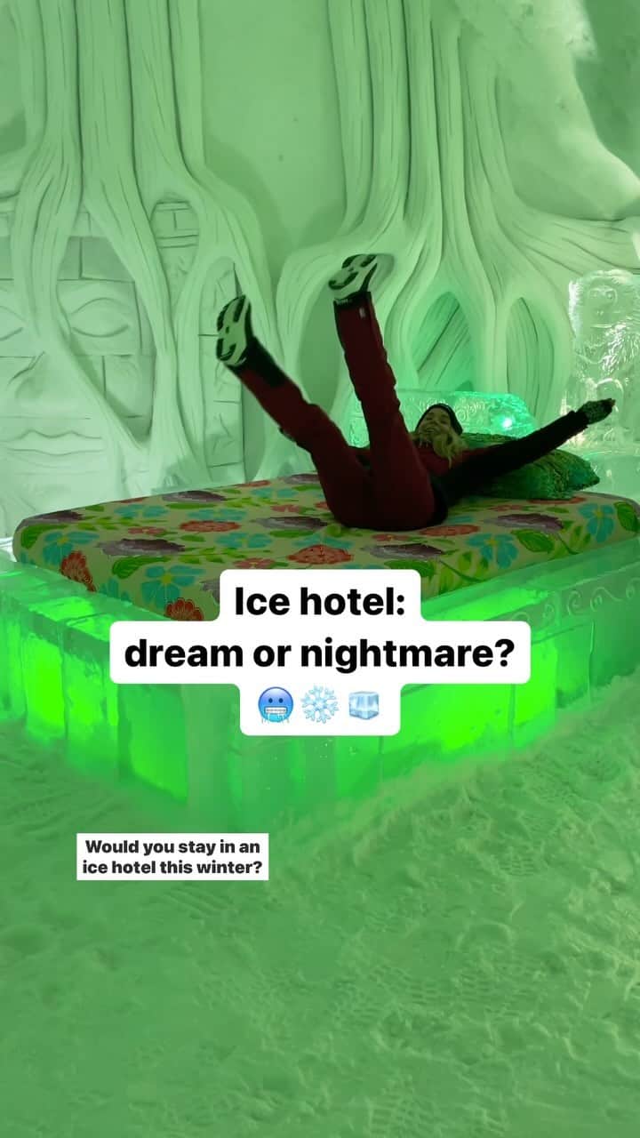 Travel + Leisureのインスタグラム：「My apartment when the radiators break as they do every winter. 🥲🎥 @sandymakessense, T+L contributor. 📍 @hoteldeglace. #travel #icehotel #canada」