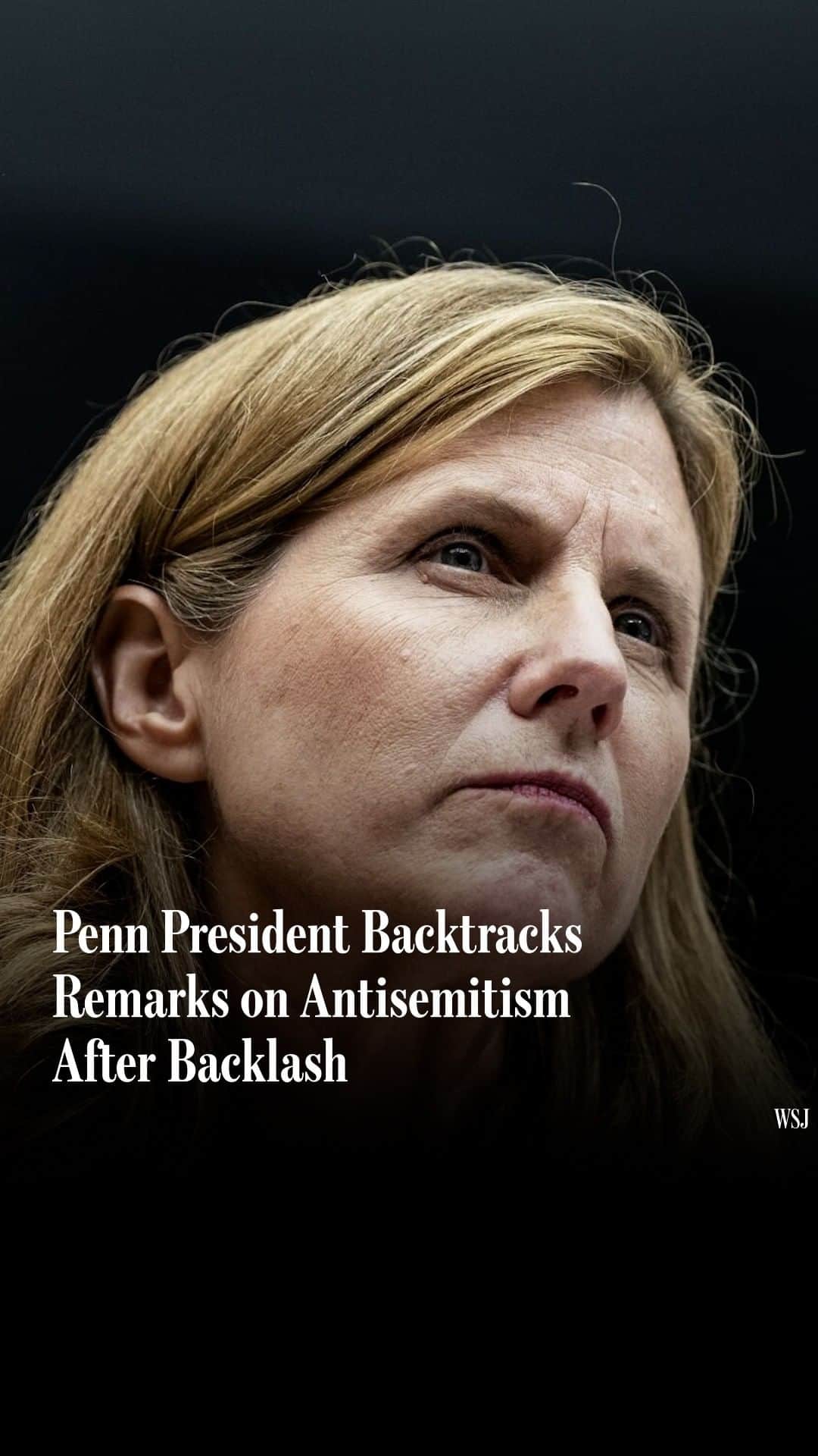 Wall Street Journalのインスタグラム：「University of Pennsylvania President Liz Magill backtracked from comments she made during a congressional hearing addressing antisemitism on college campuses after facing an outpouring of criticism.⁠ ⁠ Lawmakers questioned Magill and the presidents of Harvard University and the Massachusetts Institute of Technology on Tuesday about their responses to protests against the Israel-Hamas war.⁠ ⁠ During one exchange, the presidents were asked if calling for the genocide of Jewish students would violate the policies of the schools. She said it depended on the context.⁠ ⁠ Read more at the link in our bio.⁠ ⁠ Photo: Haiyun Jiang/Bloomberg News」