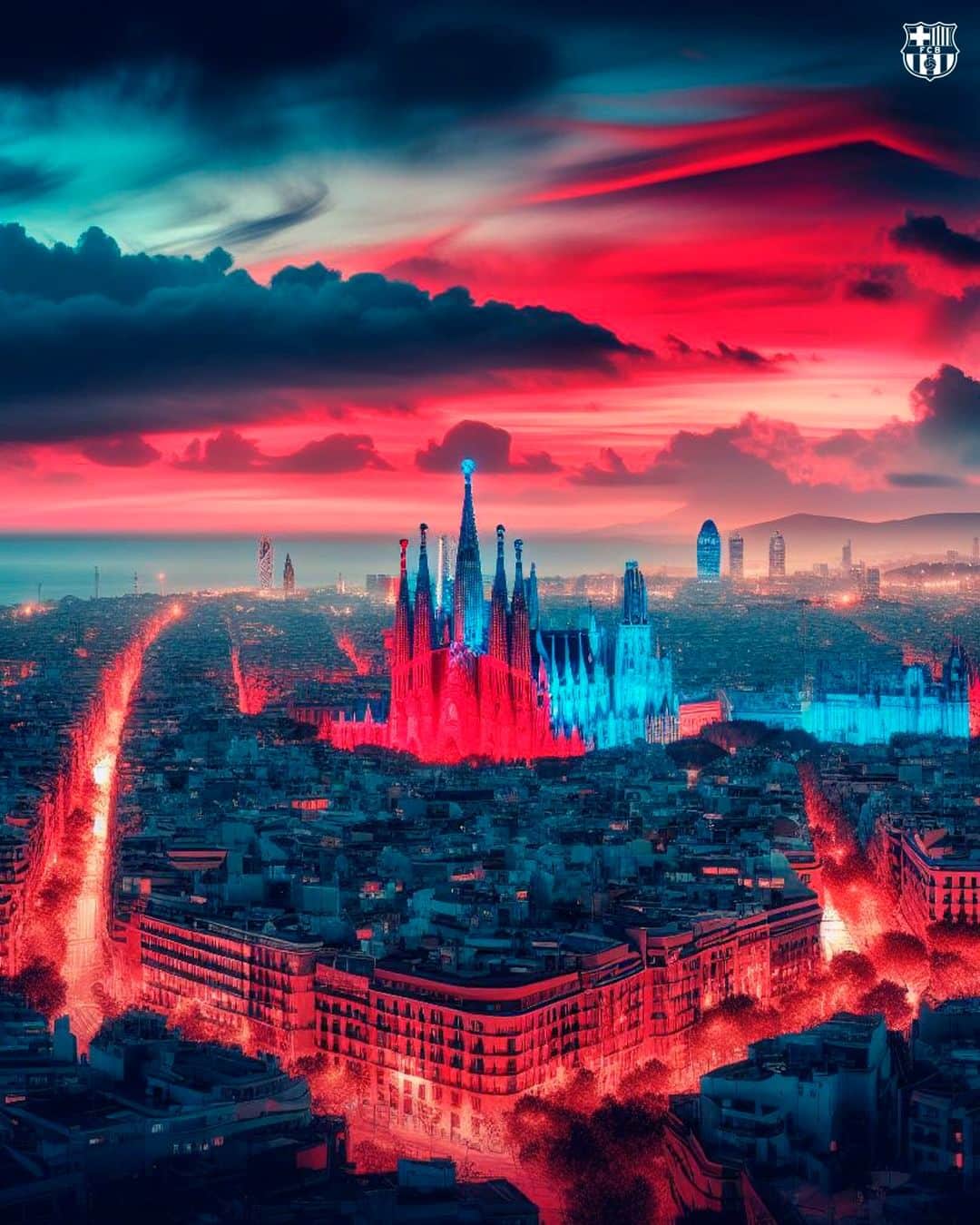 FCバルセロナのインスタグラム：「Barça: Make our city blaugrana 💙❤️ AI: Here you go 😏」