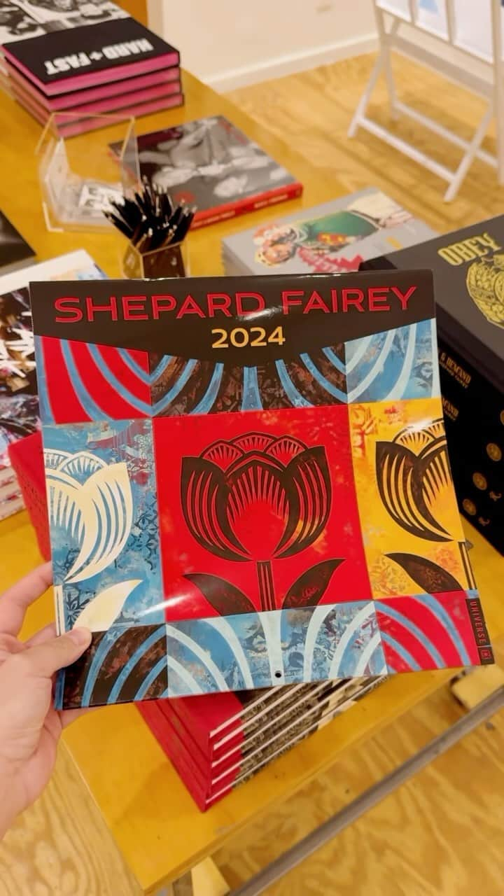 Shepard Faireyのインスタグラム：「My new 2024 calendars are available at the @subliminalprojects gift shop as well as on my website! – we’re in a race against time… so proper scheduling (with aesthetic enhancements) could be useful!! -S」