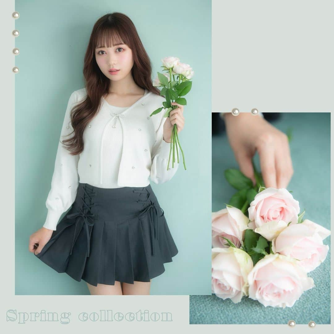 evelynのインスタグラム：「2024 Spring collection🌷 ㅤㅤㅤㅤㅤㅤㅤㅤㅤㅤㅤㅤㅤ 【通販にて先行受注開催中♡】 ㅤㅤㅤㅤㅤㅤㅤㅤㅤㅤㅤㅤㅤ #リボンビジューセットカーデ ¥9,800 ㅤㅤㅤㅤㅤㅤㅤㅤㅤㅤㅤㅤㅤ #evelyn #エブリン」