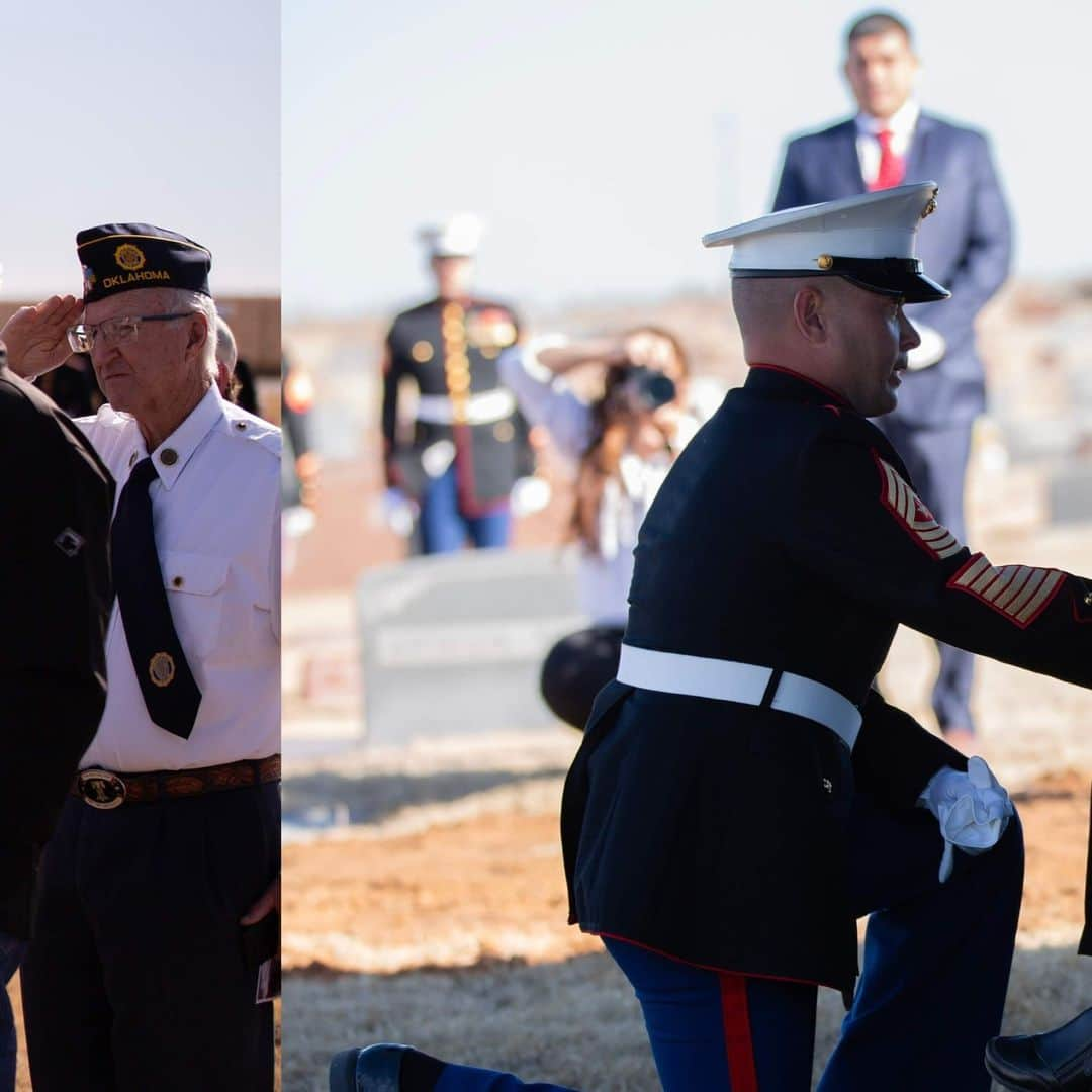 アメリカ海兵隊さんのインスタグラム写真 - (アメリカ海兵隊Instagram)「Honoring the Fallen   📍 Carnegie, Oklahoma (Dec. 7, 2023)   #Marines with Marine Artillery Detachment, Ft. Sill, Oklahoma, carry the remains of WWII Veteran Pfc. Charles R. Taylor to his final resting place at Carnegie Cemetery.   Taylor was assigned to the Marine Detachment aboard the battleship USS Oklahoma during the Japanese attack on Pearl Harbor on Dec. 7, 1941. The Defense POW/MIA Accounting Agency successfully recovered and identified Taylor’s remains on July 26, 2021, and he was laid to rest with full military honors on the 82nd Anniversary of that fateful day.   📷 (U.S. Marine Corps photo by Sgt. Michael Virtue)」12月8日 9時45分 - marines