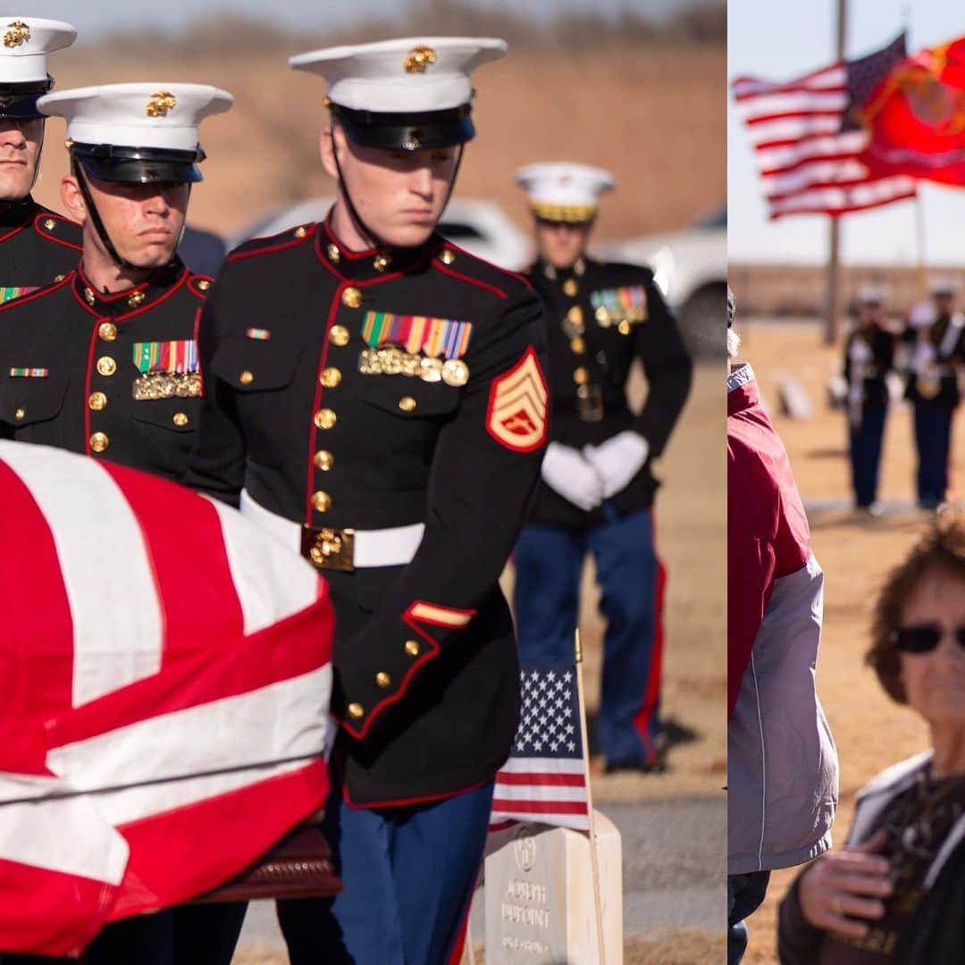 アメリカ海兵隊さんのインスタグラム写真 - (アメリカ海兵隊Instagram)「Honoring the Fallen   📍 Carnegie, Oklahoma (Dec. 7, 2023)   #Marines with Marine Artillery Detachment, Ft. Sill, Oklahoma, carry the remains of WWII Veteran Pfc. Charles R. Taylor to his final resting place at Carnegie Cemetery.   Taylor was assigned to the Marine Detachment aboard the battleship USS Oklahoma during the Japanese attack on Pearl Harbor on Dec. 7, 1941. The Defense POW/MIA Accounting Agency successfully recovered and identified Taylor’s remains on July 26, 2021, and he was laid to rest with full military honors on the 82nd Anniversary of that fateful day.   📷 (U.S. Marine Corps photo by Sgt. Michael Virtue)」12月8日 9時45分 - marines