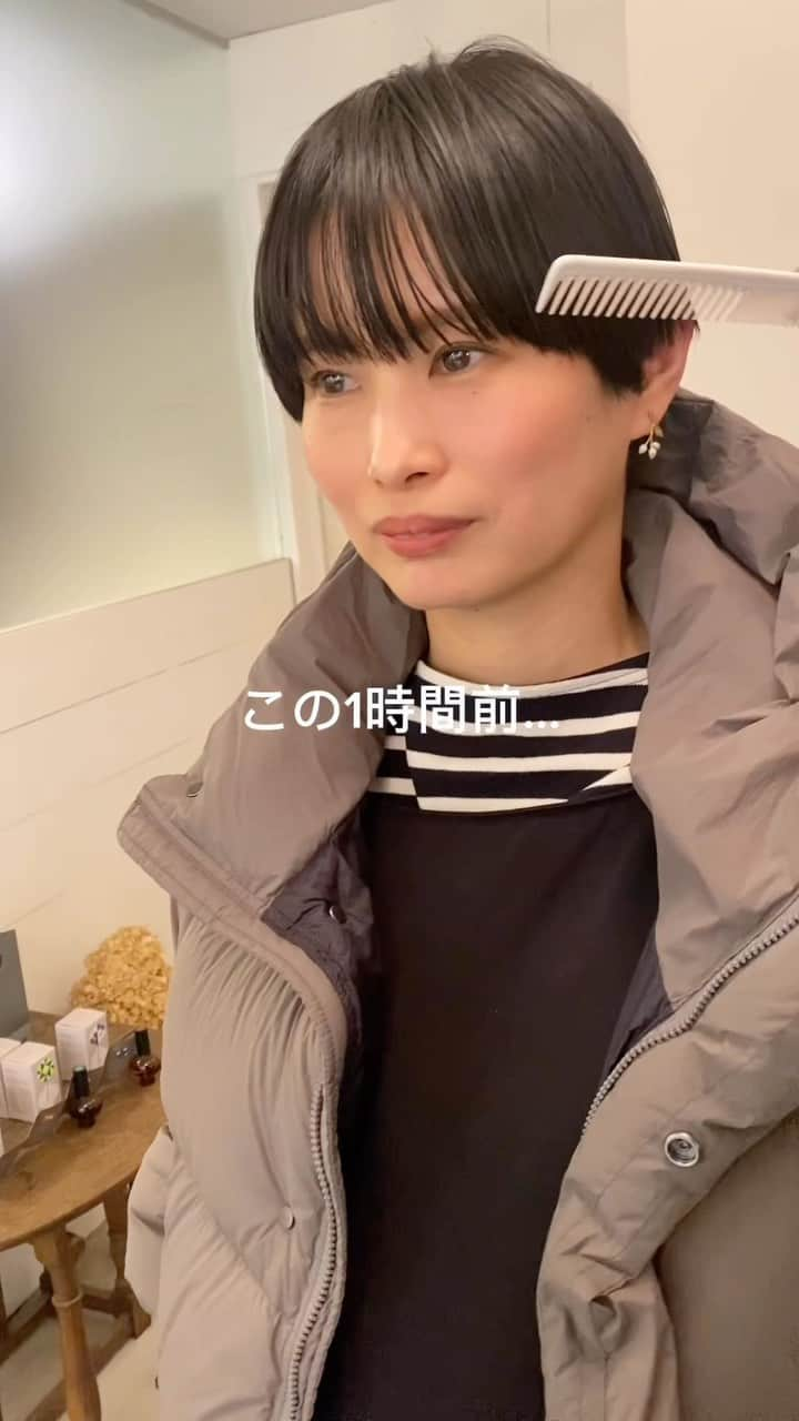 ショートヘアカタログ・紺野 善仙のインスタグラム：「九州からのお客さま #ショート#ベリーショート #ボブ#バッサリカット @unplugged_hair」