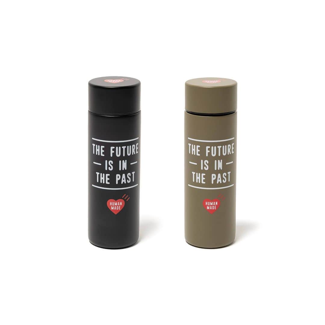 HUMAN MADEのインスタグラム：「"POCKET BOTTLE 130ml” will be available at 9th December 11:00am (JST) at Human Made stores mentioned below.  12月9日AM11時より、"POCKET BOTTLE 130ml” が HUMAN MADE のオンラインストア並びに下記の直営店舗にて発売となります。  [取り扱い直営店舗 - Available at these Human Made stores] ■ HUMAN MADE ONLINE STORE ■ HUMAN MADE OFFLINE STORE ■ HUMAN MADE HARAJUKU ■ HUMAN MADE SHIBUYA PARCO ■ HUMAN MADE 1928 ■ HUMAN MADE SHINSAIBASHI PARCO ■ HUMAN MADE SAPPORO  *在庫状況は各店舗までお問い合わせください。 *Please contact each store for stock status.  飲み物を少し持ち歩くのに最適な130mlのボトル。ポケットに収まるほどの小さなサイズ感です。前後にハートロゴとブラフィックが入っています。  Compact bottle with a 130ml capacity. Perfectly suited for storing small drinks, the bottle can be tucked away in a pocket or carried with ease. The design features a heart logo and graphics on both sides.」