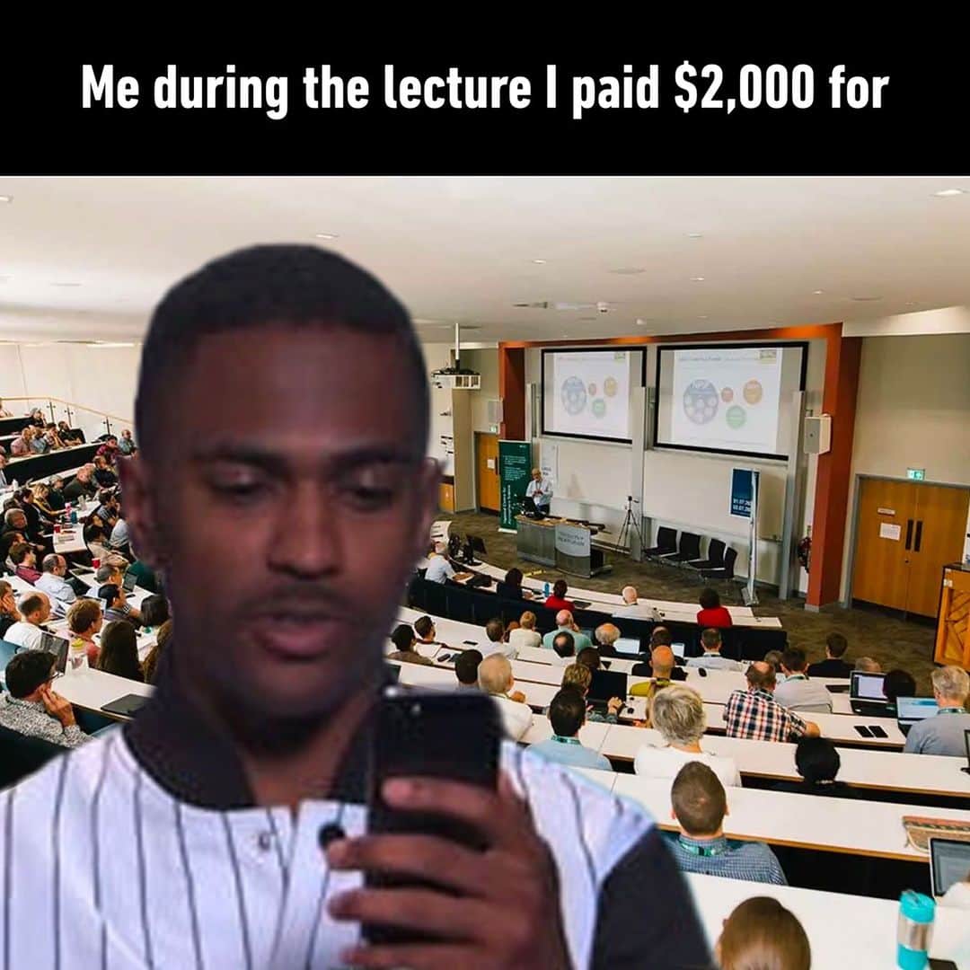 9GAGのインスタグラム：「*skips class if attendance doesn't count*  - #college #university #lecture #class #memes #9gag」