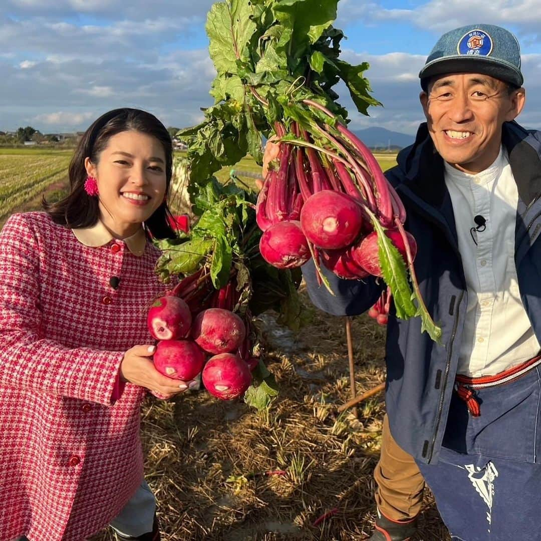 石田靖のインスタグラム：「テレビ大阪⑦『発見‼️食遺産』ロケ ゲストの神田愛花さんと滋賀県米原市&多賀町 で食遺産探し〜👀 どんなレシピと出逢ったのか⁉️OAお楽しみに #テレビ大阪 #発見食遺産 #米原グルメ #伊吹山 #三島池 #伊吹果樹組合 #朝妻筑摩 #赤かぶ #多賀町グルメ #多賀神社 #多賀や #糸切り餅 #多賀にんじん  #神田愛花 #石田靖 #一期一笑」