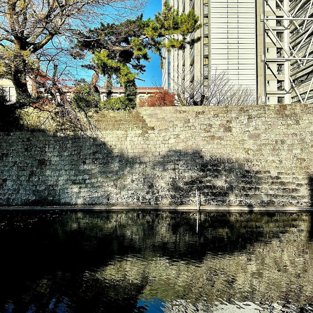 武井義明のインスタグラム：「駿府城の石垣って精緻ですごく綺麗だと思う。ずっとここが通学路でした。」