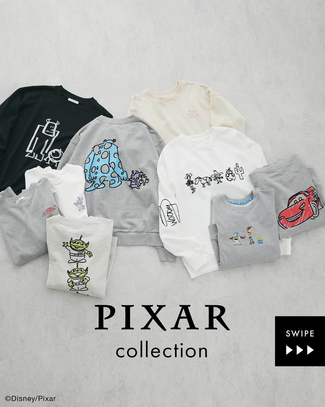 Green Parks(グリーンパークス) のインスタグラム：「PIXAR collection  ピクサー人気作品『 #トイストーリー』 『 #モンスターズインク』『 #カーズ』の 個性豊かなキャラクター達をデザインに 落とし込んだスウェットが登場！  是非、お好きなキャラターのアイテムを 見つけてみてください♪  Green Parks全店＆オンラインストア 「STRIPE CLUB @stripe_club 」で好評発売中！  ▶︎画像をスワイプしてアイテムをCHECK✔︎  #GreenParks #グリーンパークス #Disney #ディズニー  #ウッディ #バズライトイヤー #ジェシー #レックス  #ハム #エイリアン #サリー #ジェームズPサリバン #マイクワゾウスキ #ブー #ライトニングマックィーン #メーター #ドッグハドソン #スウェット #スウェットコーデ  stripe_intl」