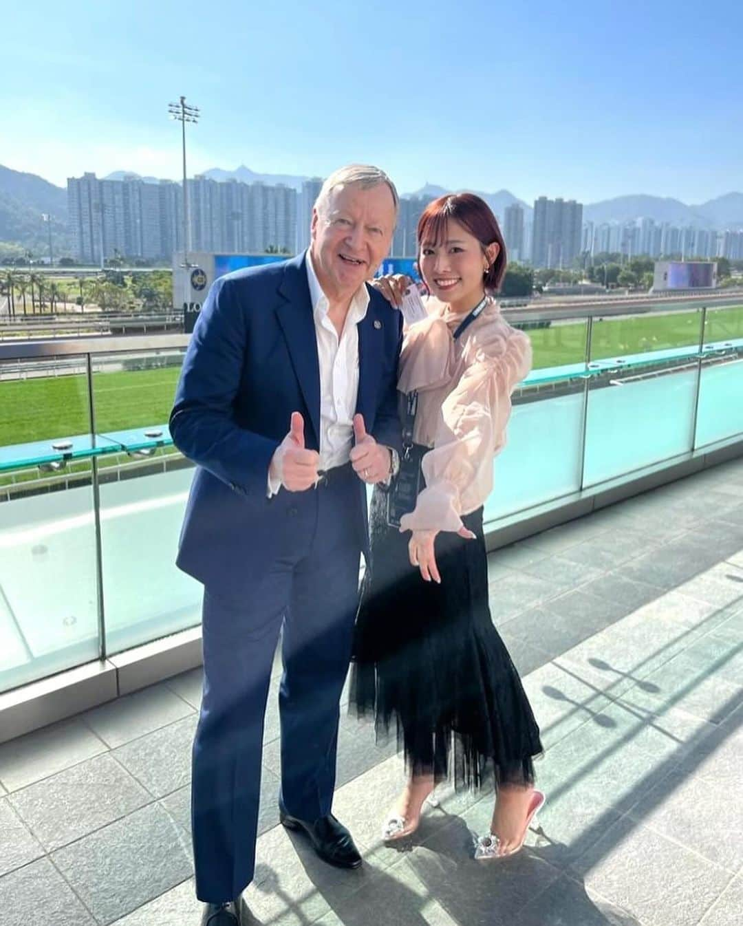 桑原茉萌のインスタグラム：「【香港競馬4日目🇭🇰🏇】 It is my great honor to greet Mr. Winfried Engelbrecht Bresges, CEO of HKJC 🇭🇰🏇🙏✨ Hong Kong is such a wonderful place！   I want to convey the wonders of Hong Kong to everyone in Japan, and I am very happy to be able to come to Hong Kong🥰🫶  thank you for @hkjcracingsports ❤️❤️❤️  #HKIR #HKJC #HKracing #HKIR #HKRacing #turfworldchampionships #GoRacingHK #Shatin Racecourse #longines #香港 #hkjc #hongkong #horseracing #川田将雅 #騎手 #競馬 #香港競馬 #香港国際競走  #國際騎師錦標賽 #浪琴國際騎師錦標賽 #騎師非凡一族 #跑馬地馬場 #浪琴 #IJC #LonginesIJC #HKRacing #Jockeysarespecialbreed #GoRacingHK #世界舞台草地王者 #沙田馬場  #浪琴 #HKIR #HKRacing #turfworldchampionships #GoRacingHK  #ShatinRacecourse  #longines #umajo #fyp」