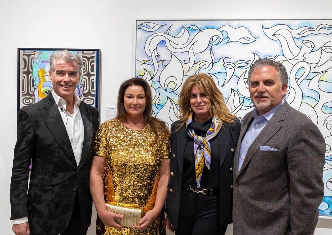 ピアース・ブロスナンのインスタグラム：「At Art Miami with Keely, Pamela Cohen and Nick Korniloff.  @OLEA.art #ArtMiami …booth AM409. Thank you for this most memorable time in the company of you all.」
