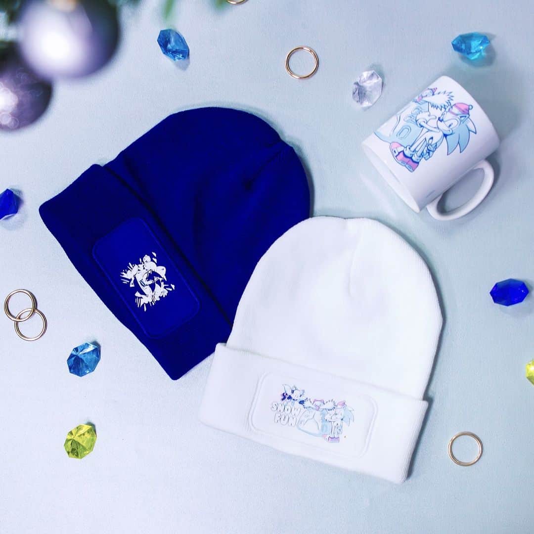 SEGAのインスタグラム：「Feeling chilly this winter? ❄️ Wrap up in these cozy SEGA holiday beanies while you sip a toasty hot chocolate from this Sonic and Eggman mug ☃️   If that sounds nice to you then good news, we’re giving away one item each to 3 lucky winners!  Enter now via the link in our stories」