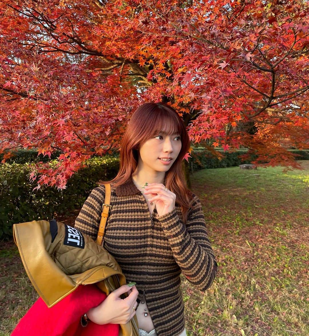 サキさんのインスタグラム写真 - (サキInstagram)「ちょうど色抜けてきて紅葉と髪色がマッチしてた🍁 tops @unif ｶﾜｲｲﾈっっっ‼️」12月9日 0時05分 - 88_gira_88