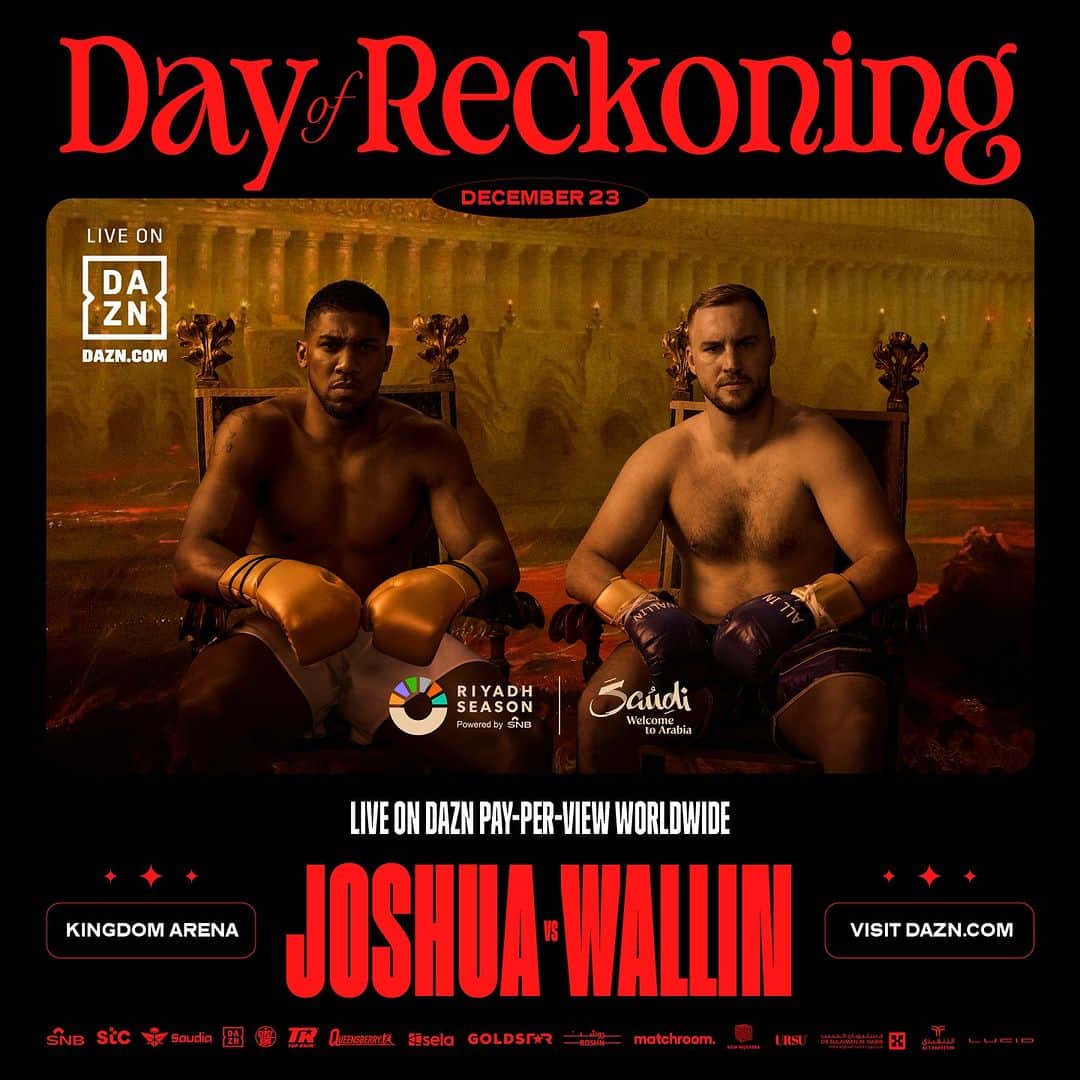 アンソニー・ジョシュアのインスタグラム：「23/12/23  #RiyadhSeason #DayOfReckoning  @daznboxing」