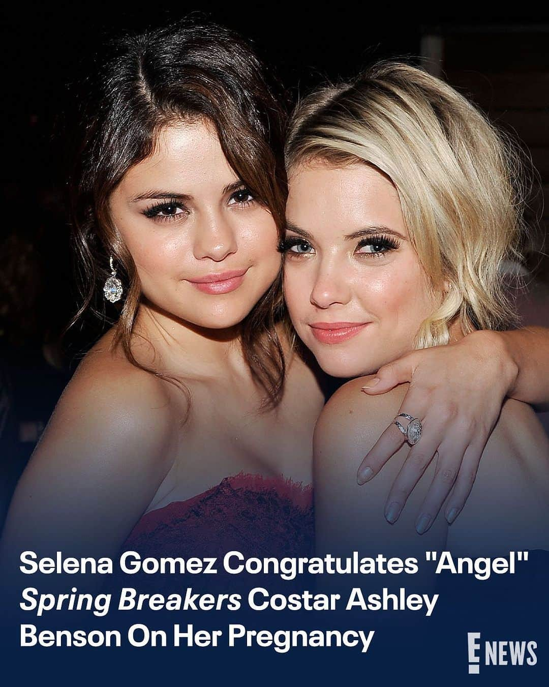 E! Onlineのインスタグラム：「For Selena Gomez, supporting friends comes naturally. ❤️ She congratulates her former #SpringBreakers costars Vanessa Hudgens and Ashley Benson on their recent life milestones—link in bio. (📷 : Getty)」