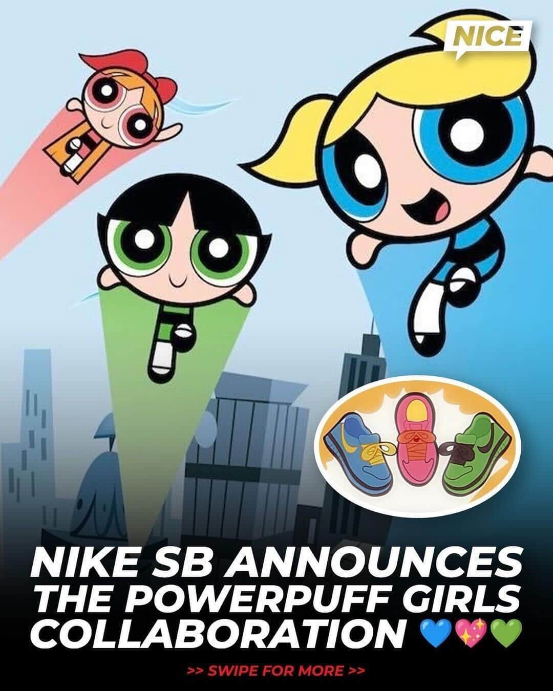 Nice Kicksのインスタグラム：「This @nikesb x @powerpuffgirls video is 🔥🔥🔥 LINK IN BIO for release info 📲」