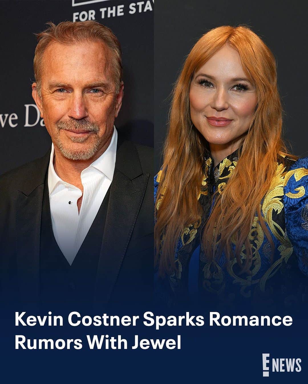 E! Onlineのインスタグラム：「Kevin Costner might be a real prince of thieves because he may have just stolen Jewel's heart. 👀 Link in bio for details on their cozy outing. (📷: Getty)」