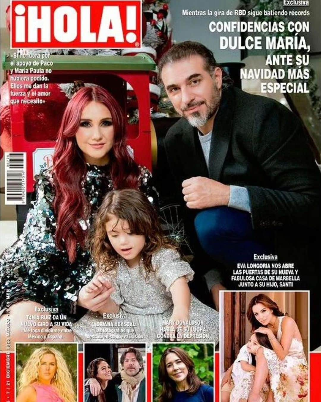 ドゥルセ・マリアのインスタグラム：「Gracias @hola_mx por esta portada para compartir con todos ustedes un poco de todo lo que significado para mi esta gira al lado de mi familia ❤️❤️❤️ ojalá les gusten las fotos 🤩 y la entrevista !! 🙌🏼🙏🏻❤️#repost @hola_mx En esta edición de ¡HOLA!, ya disponible a la venta, mientras la gira de RBD siguen rompiendo récords, confidencias con Dulce María ante su Navidad más especial con Paco Álvarez y su pequeña María Paula repost @hola_mx En esta edición de ¡HOLA!, ya disponible a la venta, mientras la gira de RBD siguen rompiendo récords, confidencias con Dulce María ante su Navidad más especial con Paco Álvarez y su pequeña María Paula」